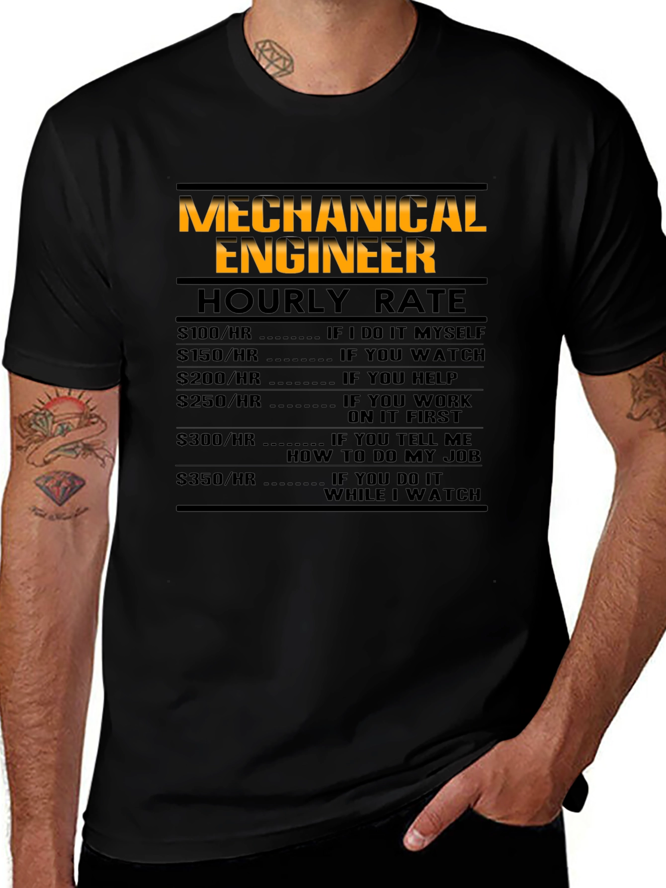 Mechanical Engineer Hourly Rate Black T-Shirt