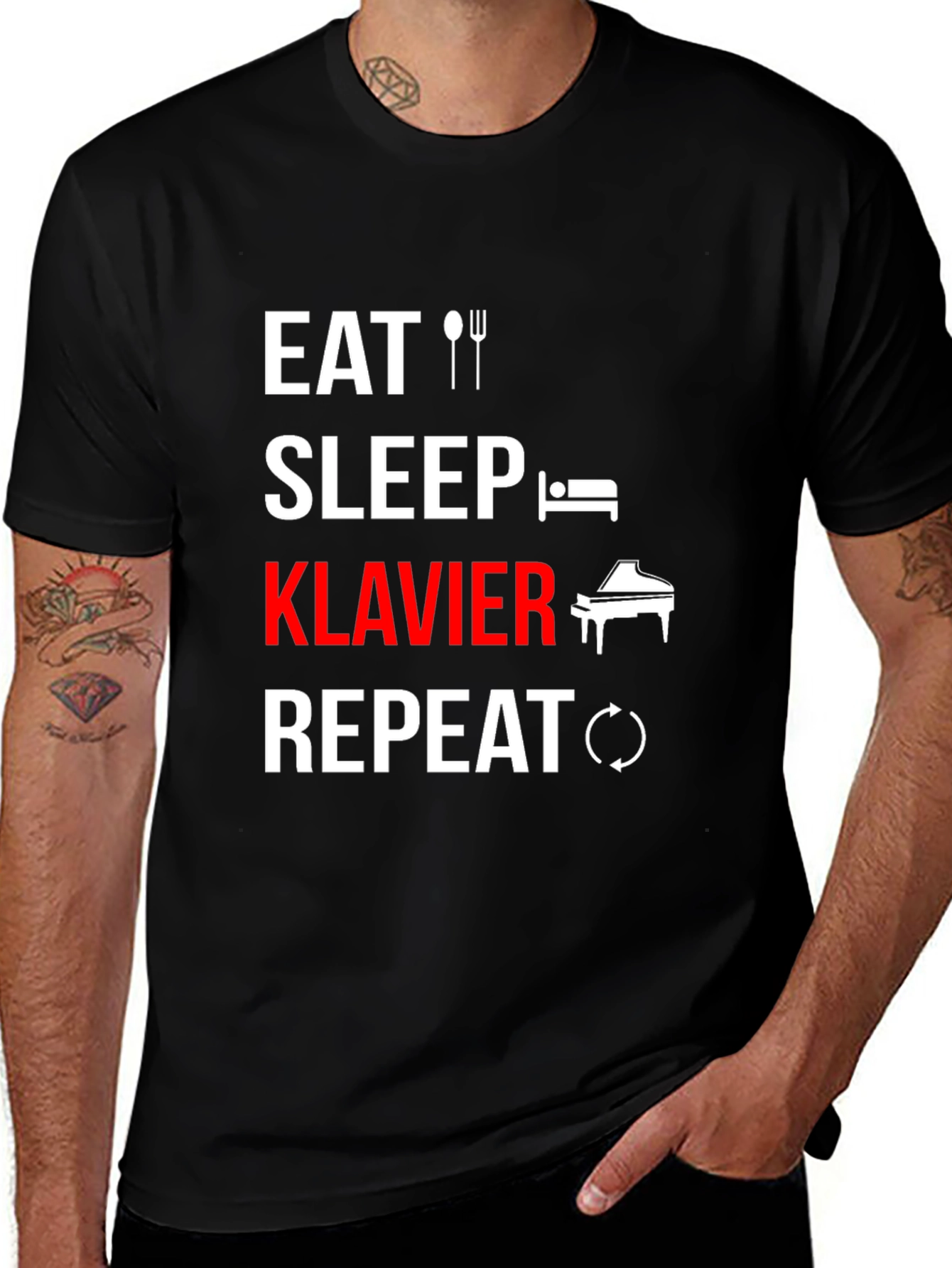 Variant 29 of Eat Sleep Klavier Repeat - Musician T-Shirt