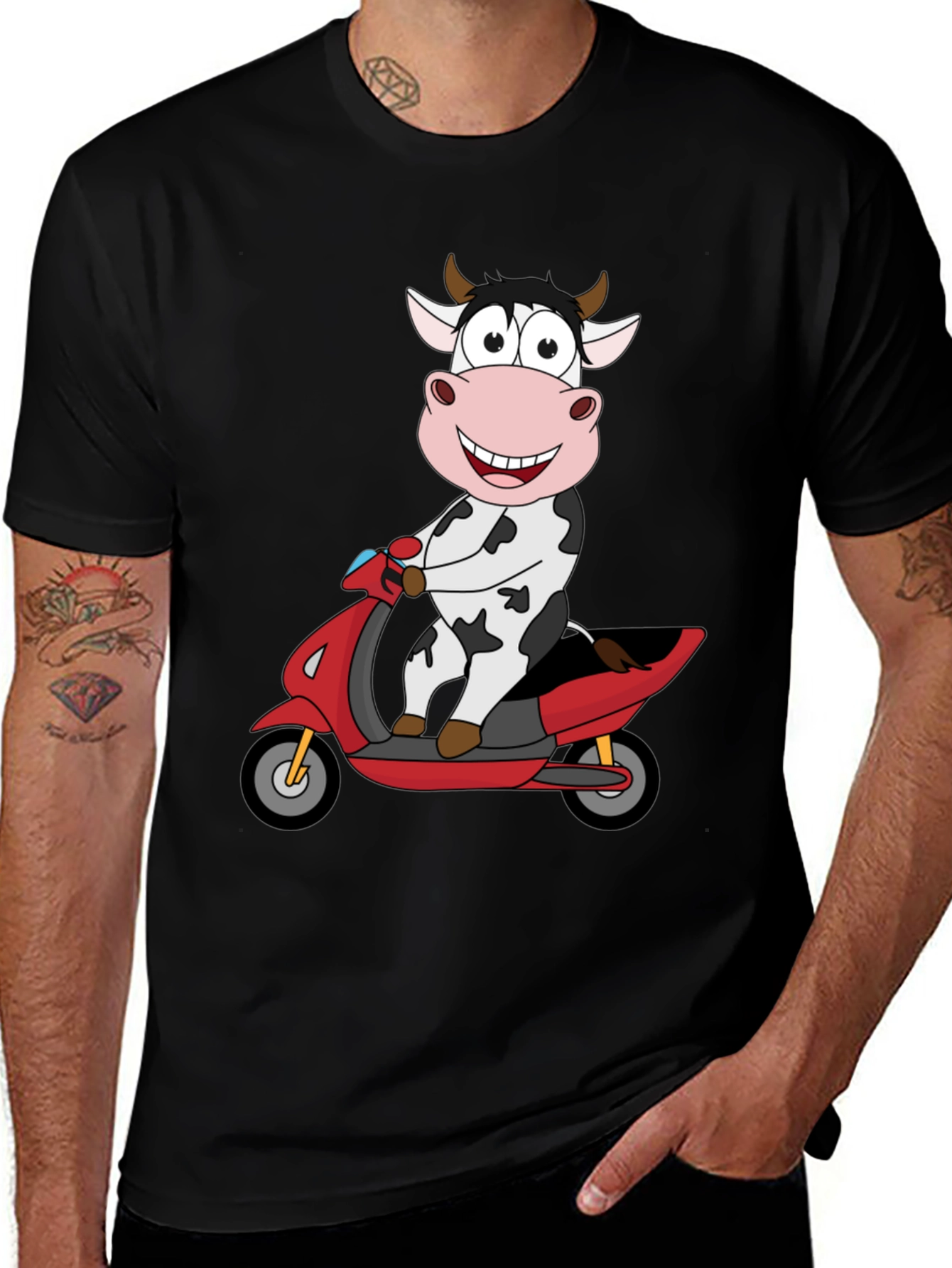 Variant 15 of Funny Cow on Scooter Graphic T-Shirt