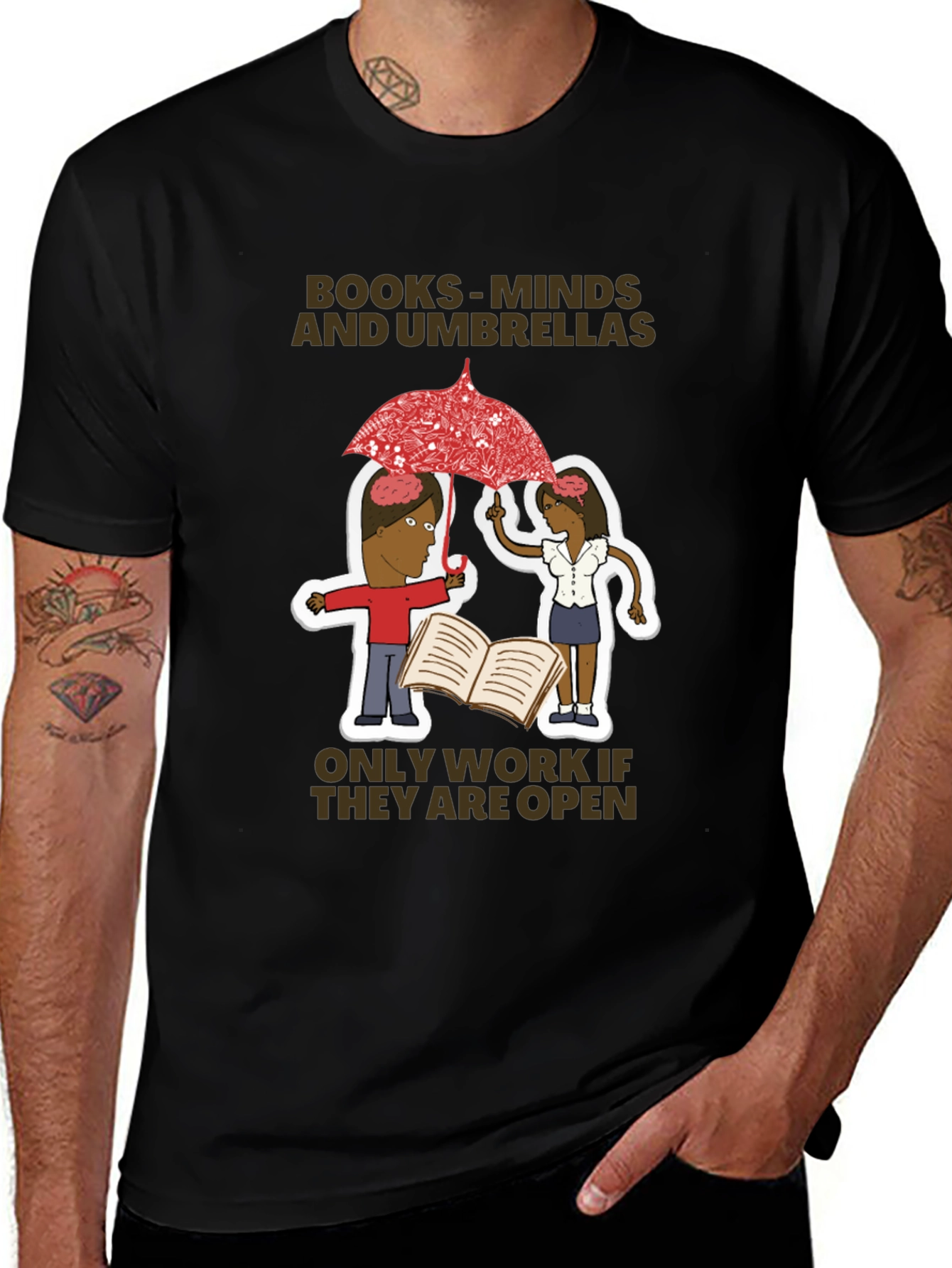 Variant 19 of Books, Minds, and Umbrellas Graphic T-Shirt