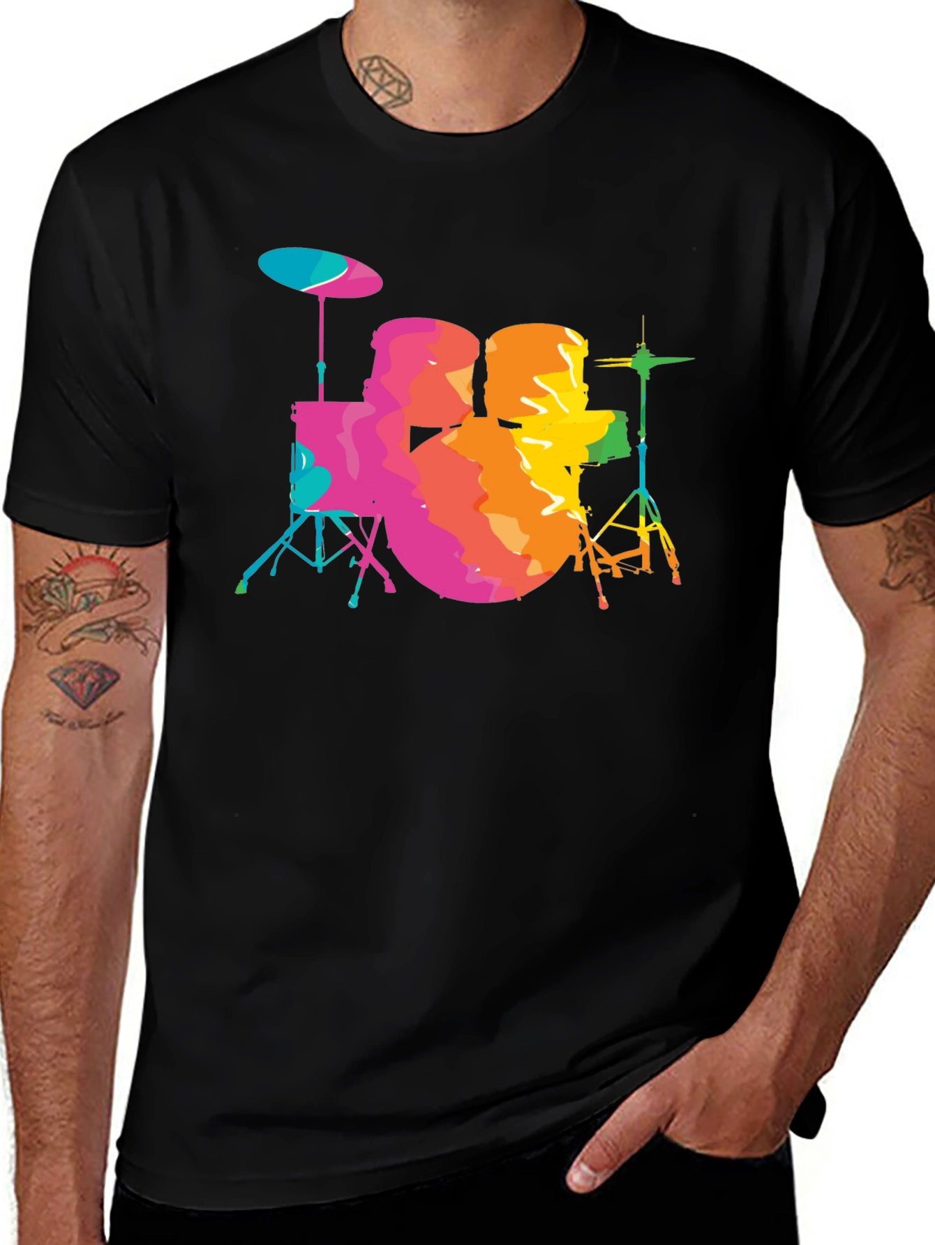 Variant 22 of Colorful Drum Set T-Shirt - Music Lover Tee