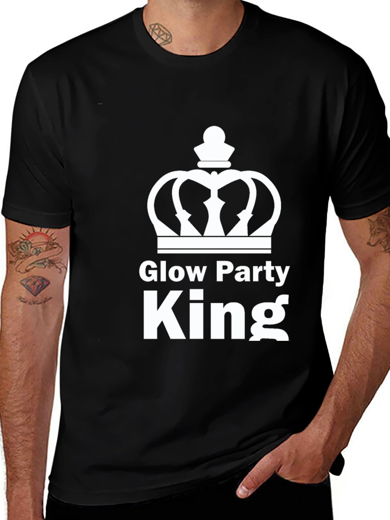 Glow Party King Crown Graphic Tee - Black