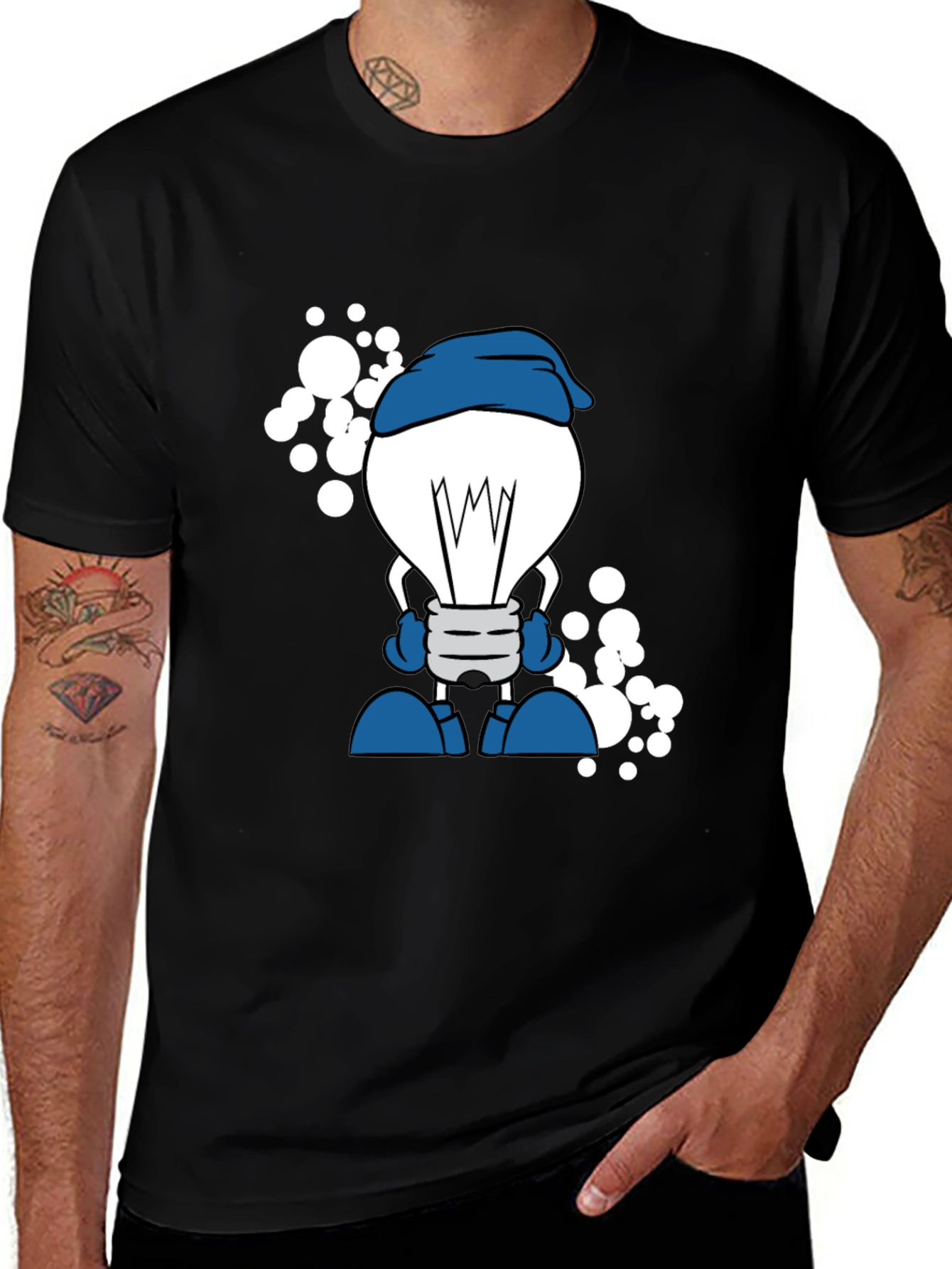 Variant 3 of Cartoon Lightbulb Black T-Shirt