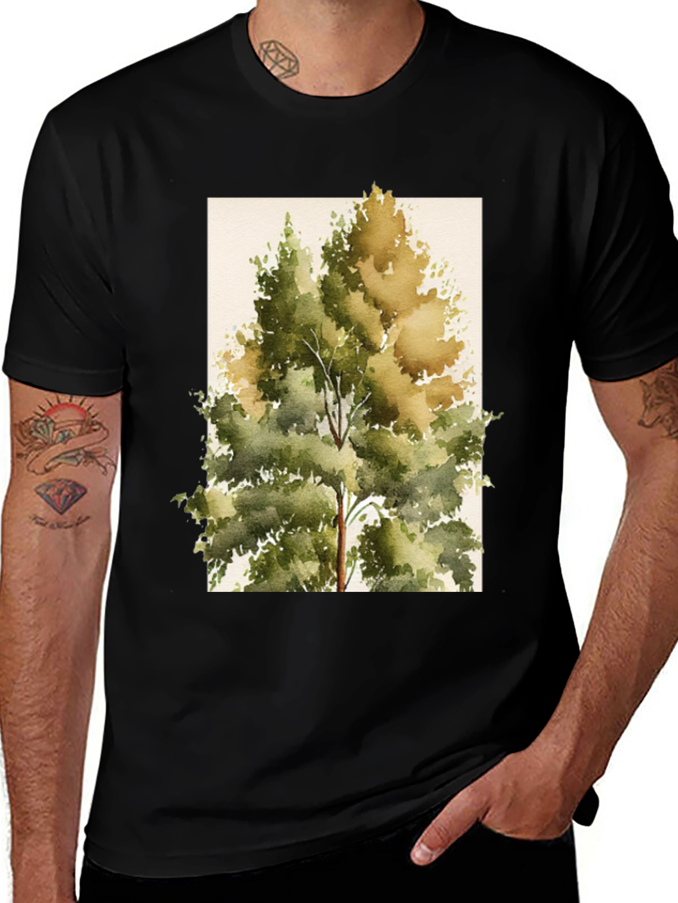 Variant 5 of Watercolor Tree Graphic Tee - Nature Inspired T-Shirt