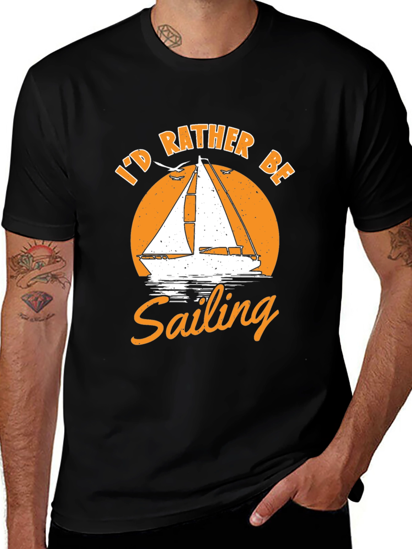 Variant 28 of I'd Rather Be Sailing Black T-Shirt