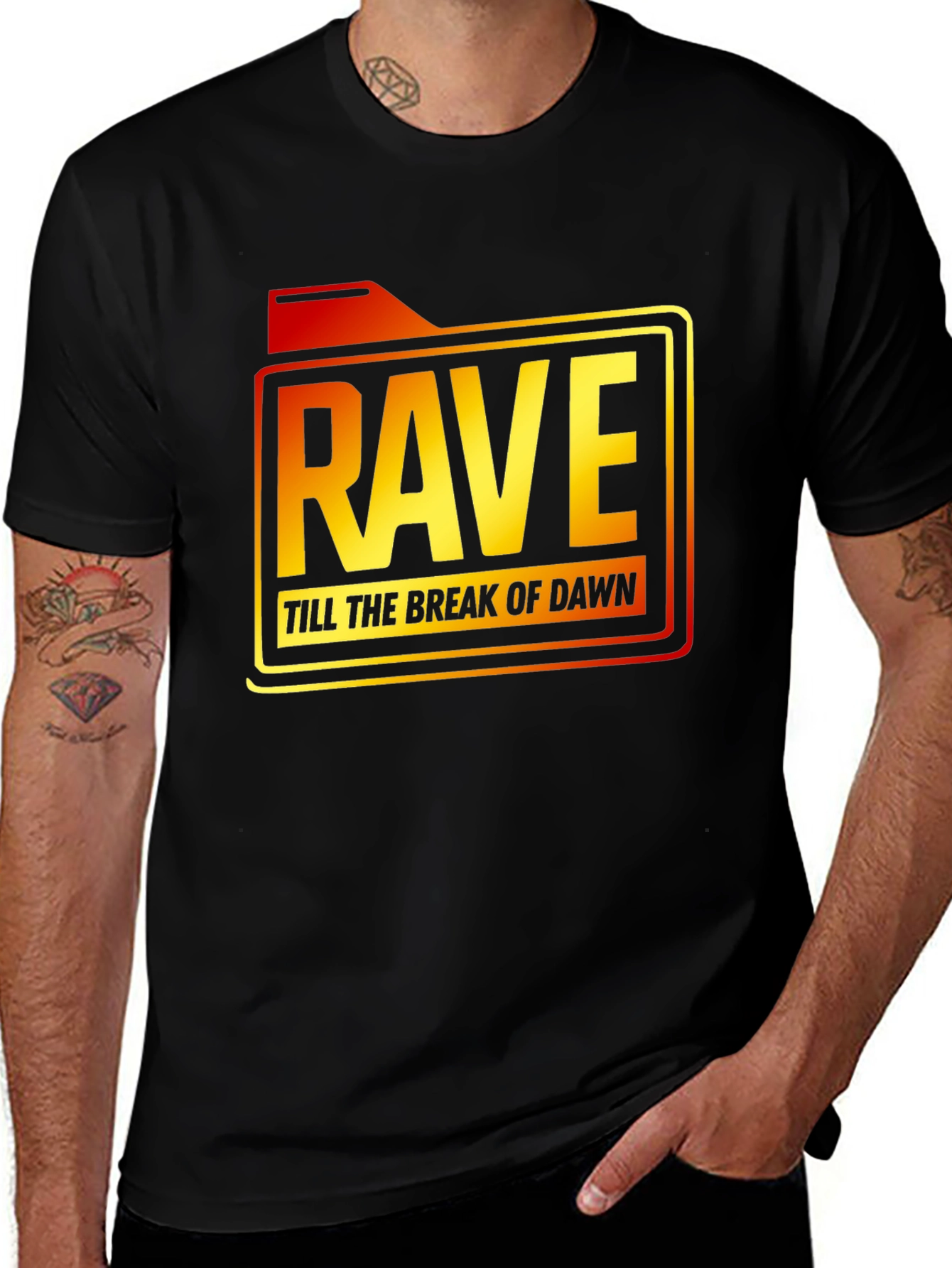 Variant 6 of Rave Till Dawn Black Graphic Tee