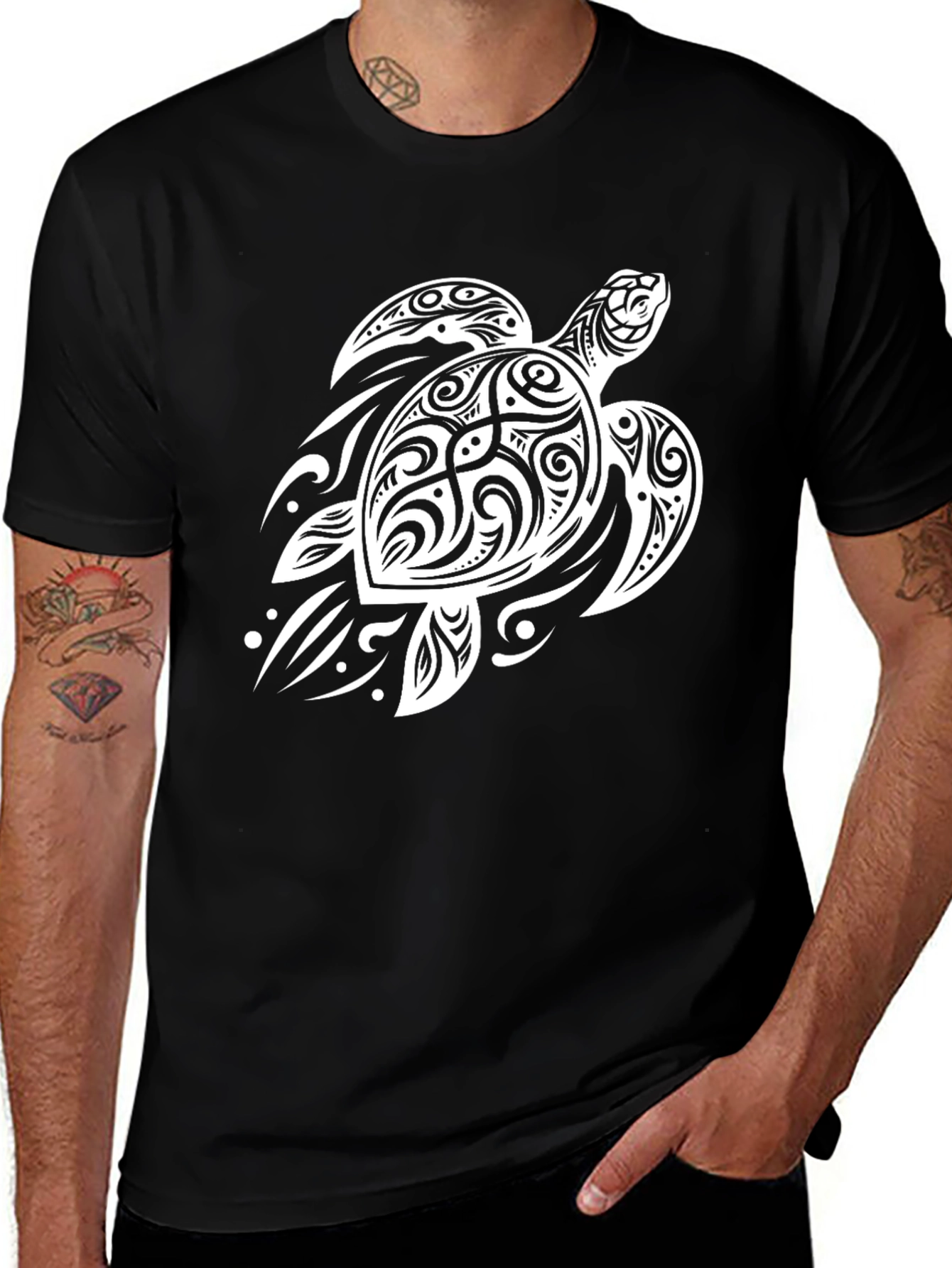 Variant 21 of Tribal Turtle Graphic Tee - Black