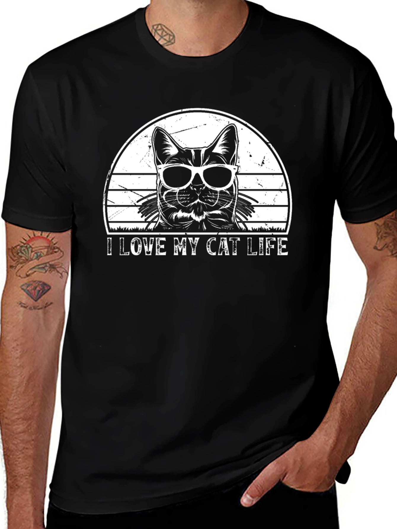 Variant 27 of I Love My Cat Life Black T-Shirt
