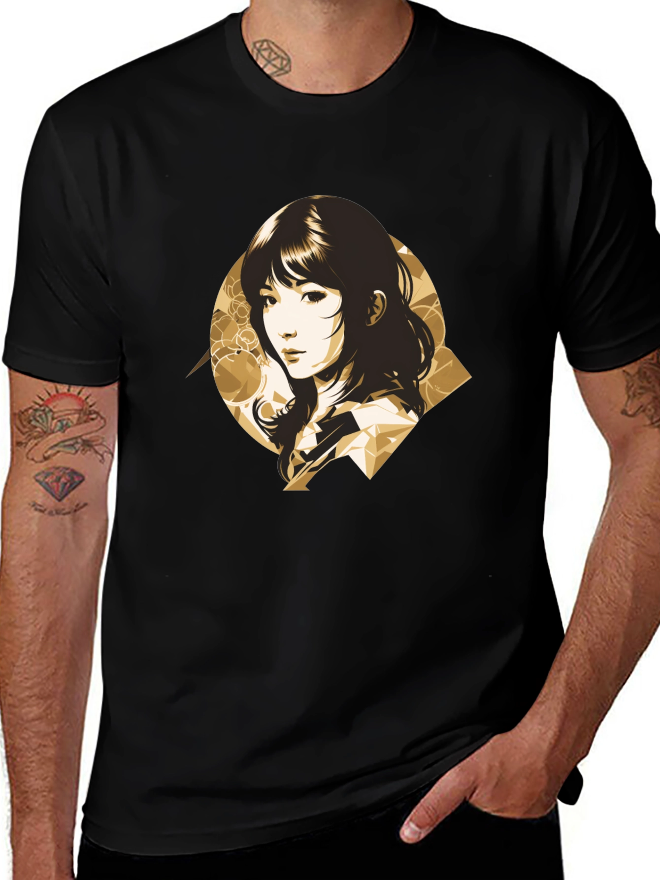 Variant 23 of Stylish Anime Girl Graphic Black T-Shirt