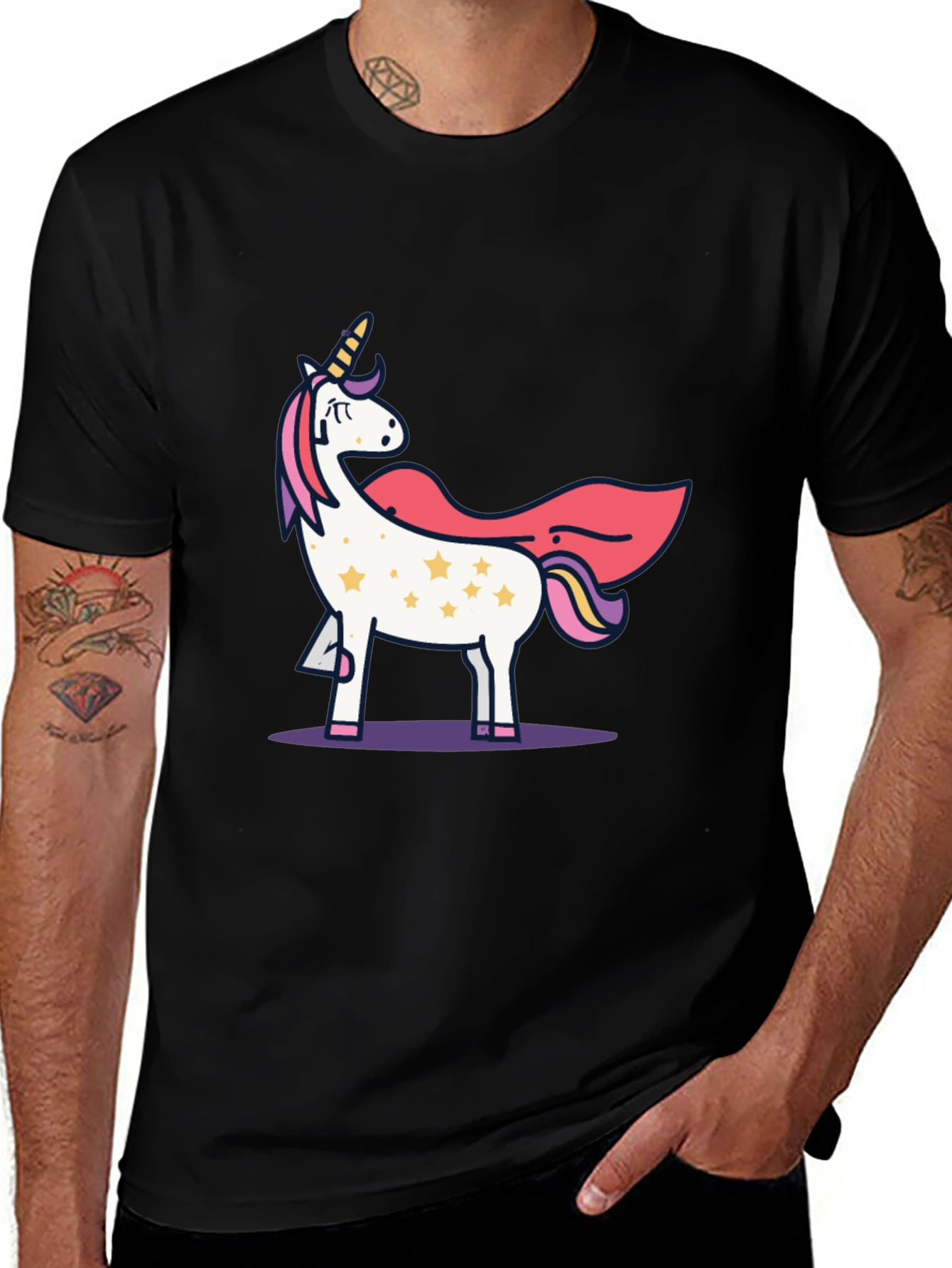 Variant 23 of Unicorn Graphic Black T-Shirt