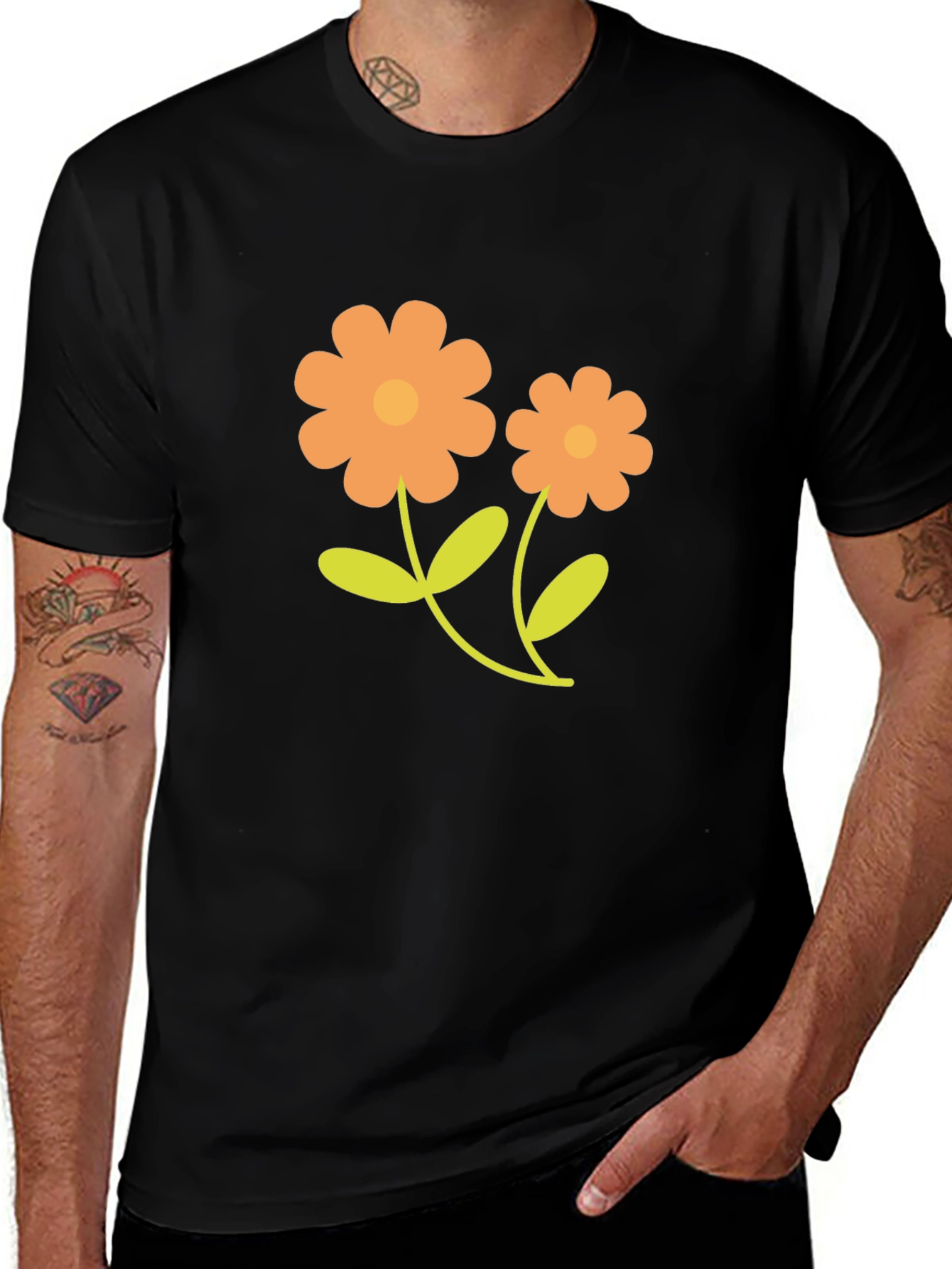 Black Floral Print Black T-Shirt main image