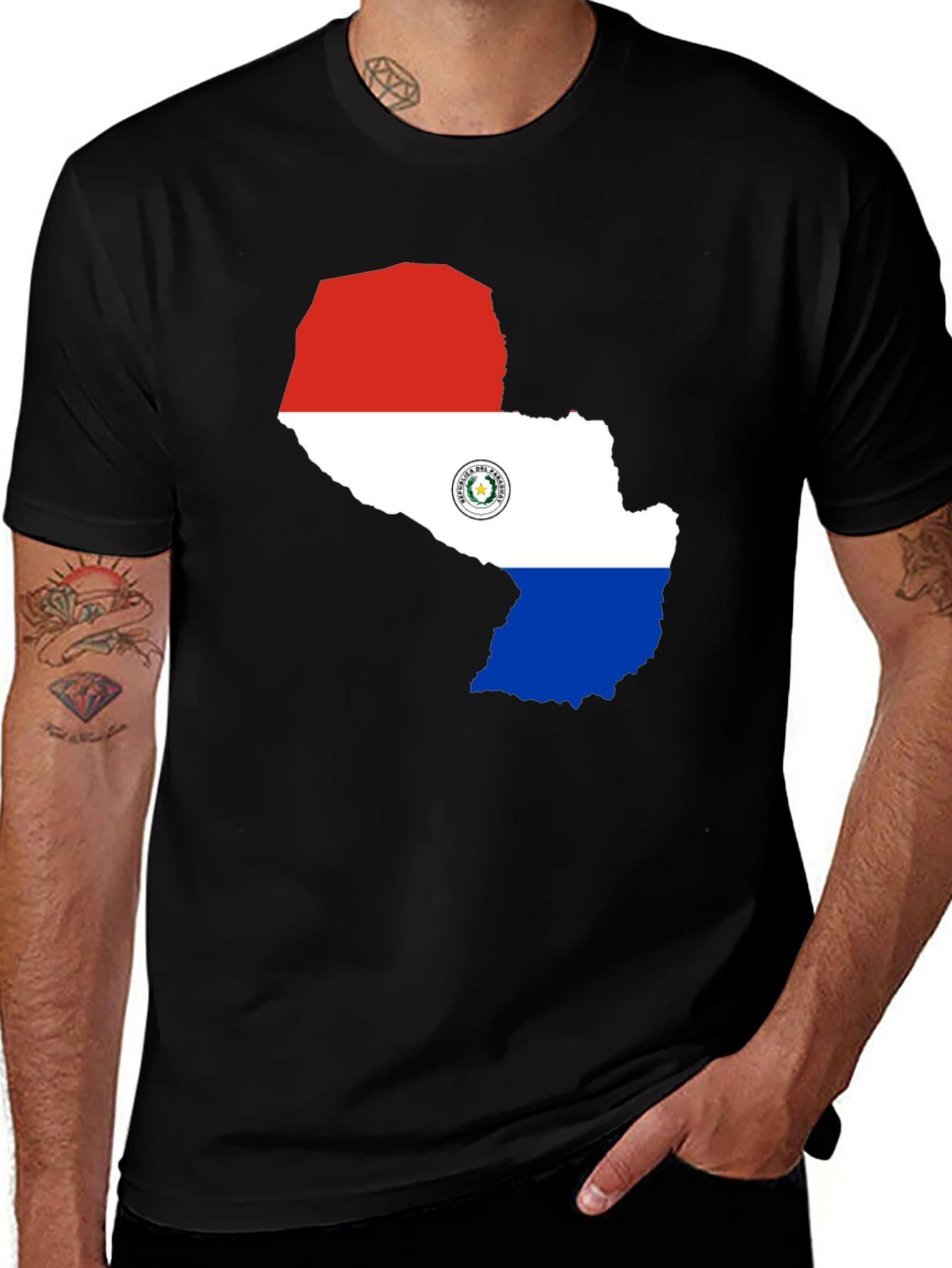 Paraguay Flag T-Shirt - Black Cotton Tee