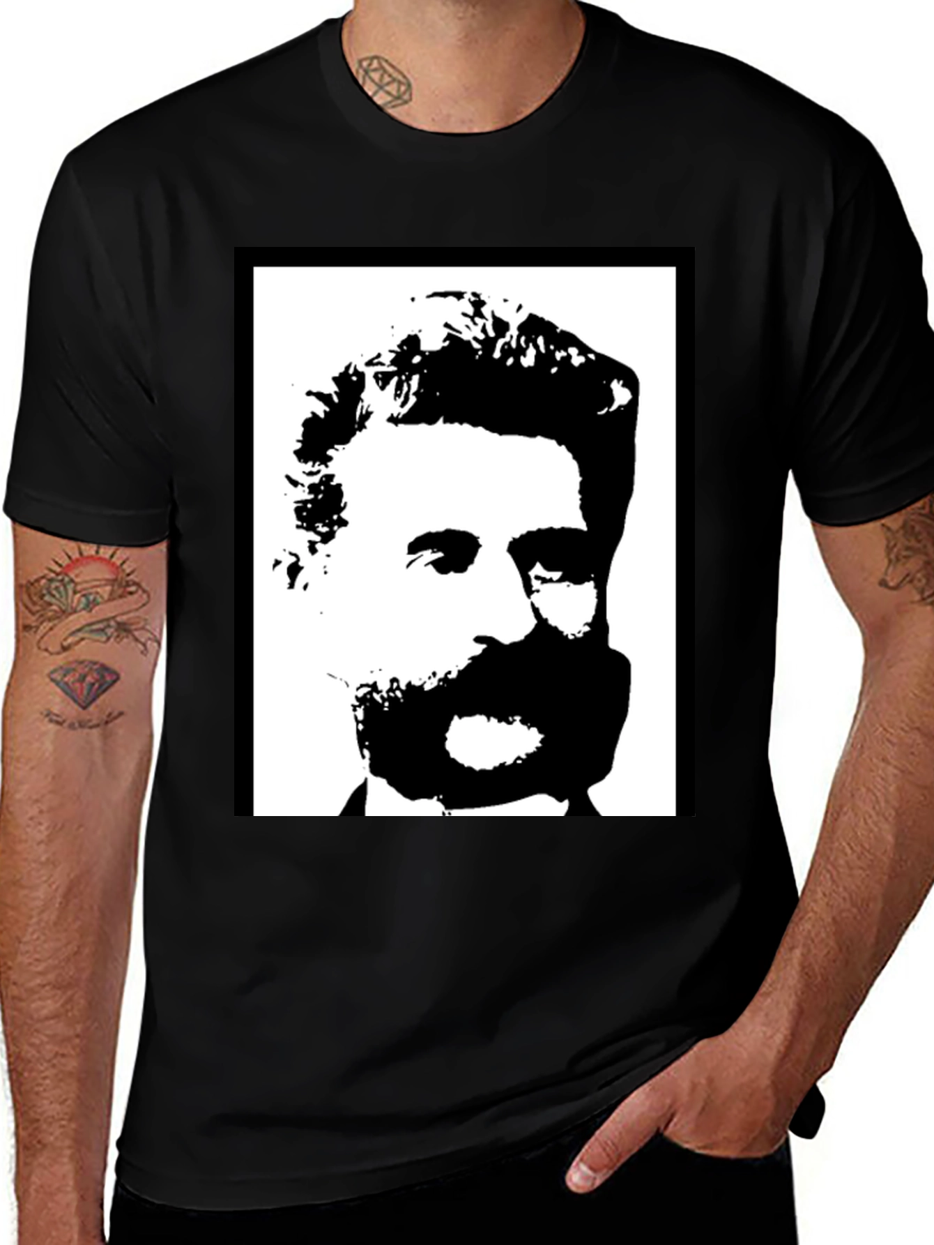 Black Bold Black & White Portrait Graphic Tee main image