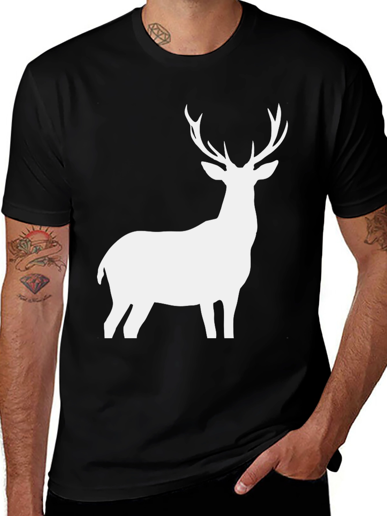 Variant 7 of Deer Silhouette Black T-Shirt