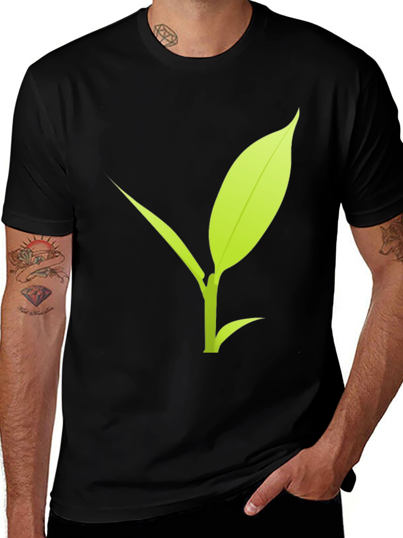 Eco-Friendly Sprout Graphic Tee - Black