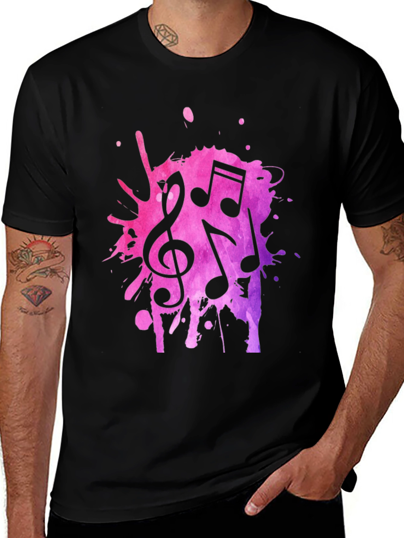 Variant 3 of Musical Note Splash Black T-Shirt