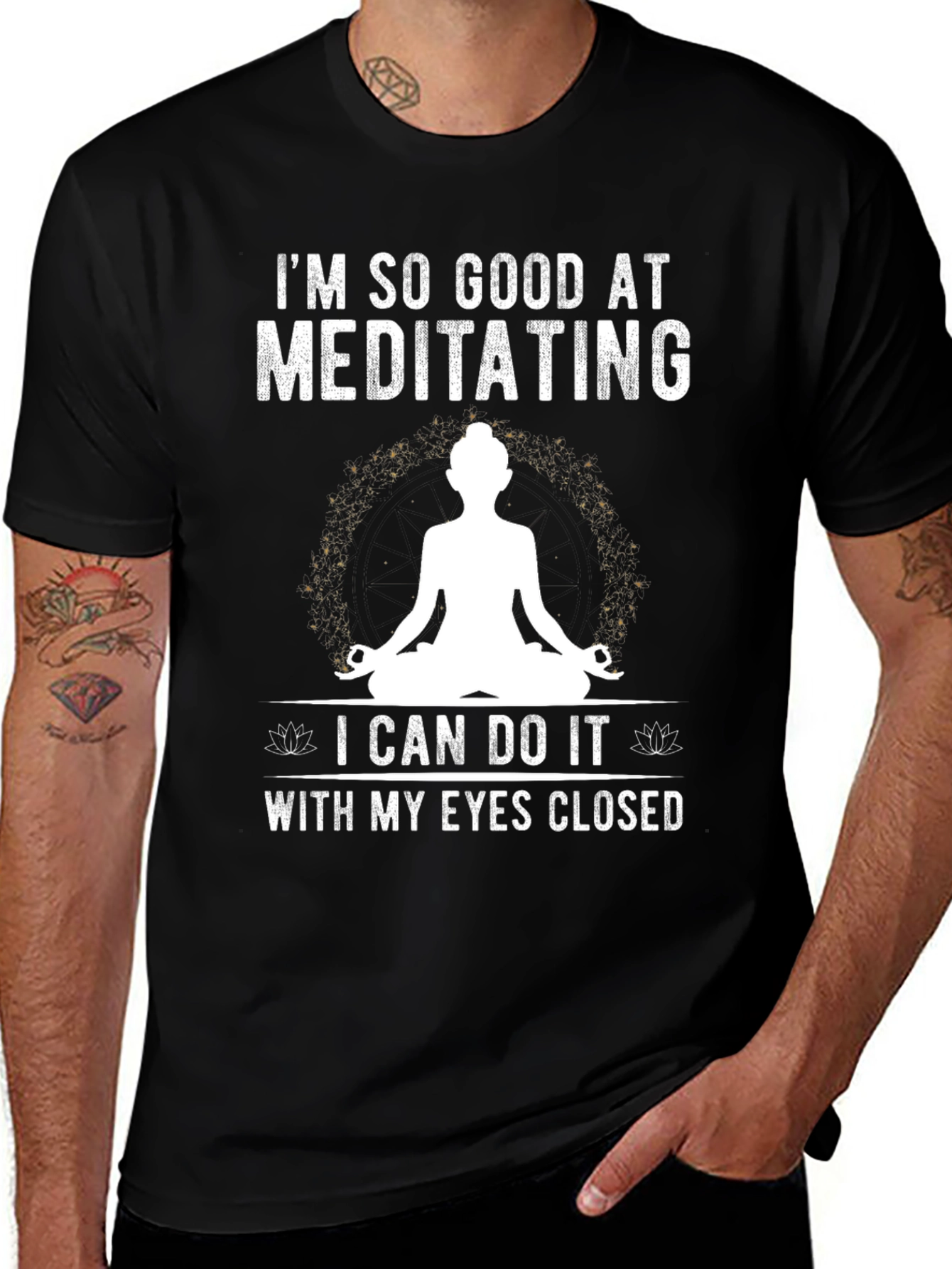 Variant 28 of Meditating T-Shirt, Funny Yoga Tee