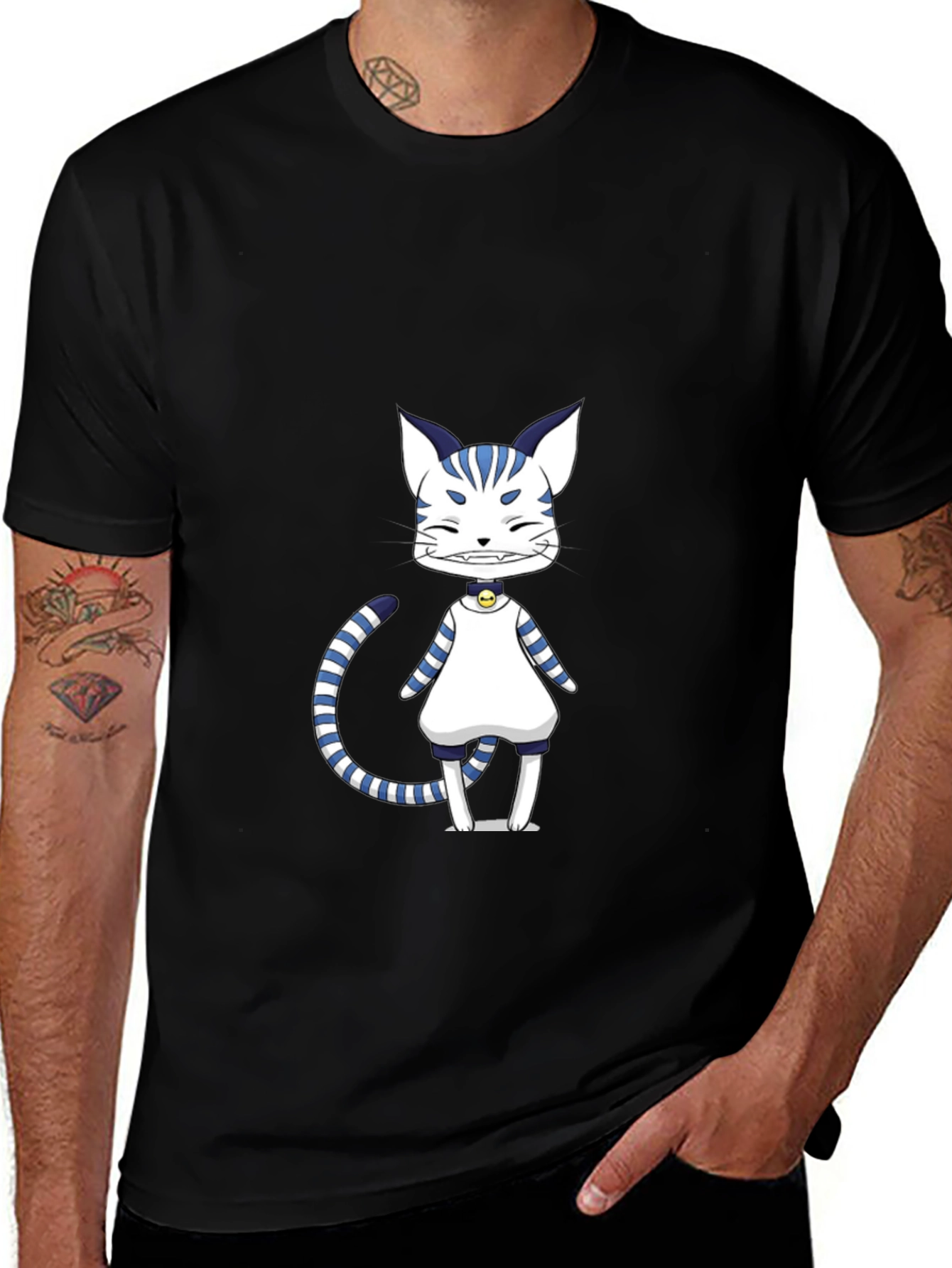 Variant 8 of Anime Cat Graphic Black T-Shirt