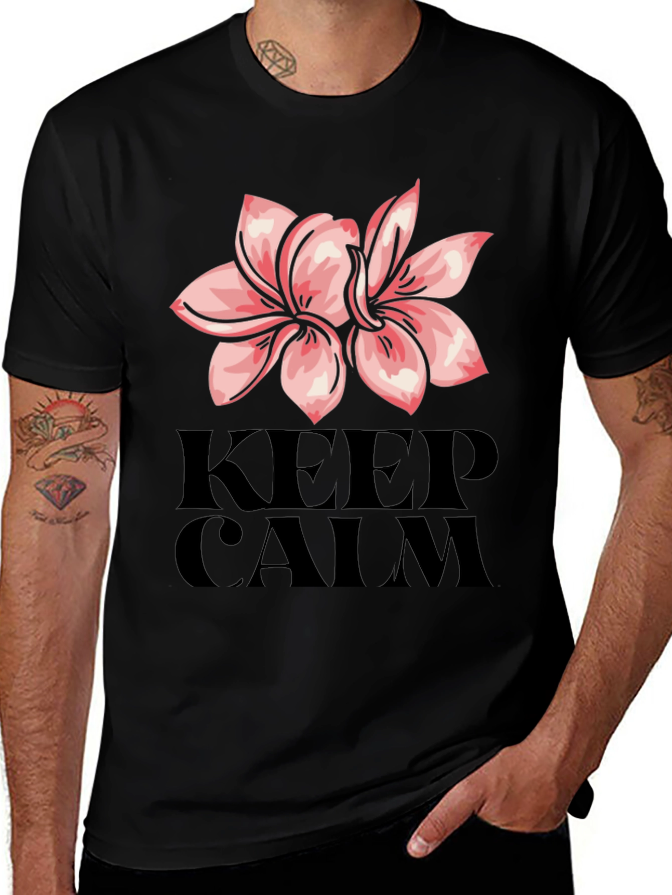 Variant 26 of Keep Calm Flower T-Shirt - Soft Cotton Casual Tee