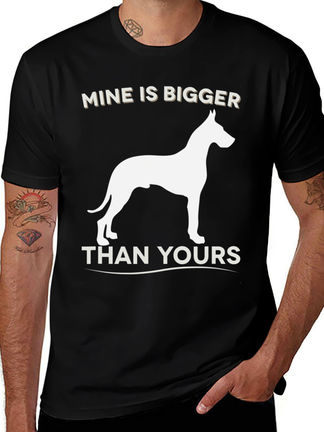 Variant 14 of Mine Is Bigger Dog Graphic T-Shirt