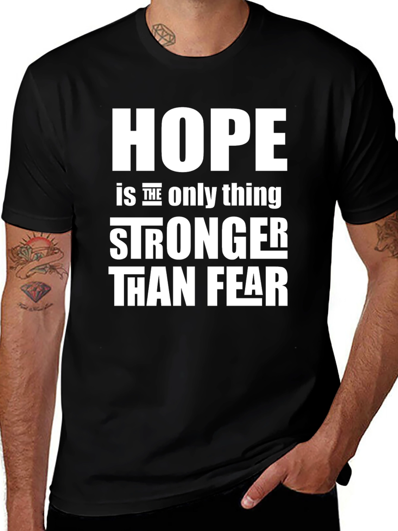Variant 8 of Hope Stronger Than Fear Black Graphic Tee