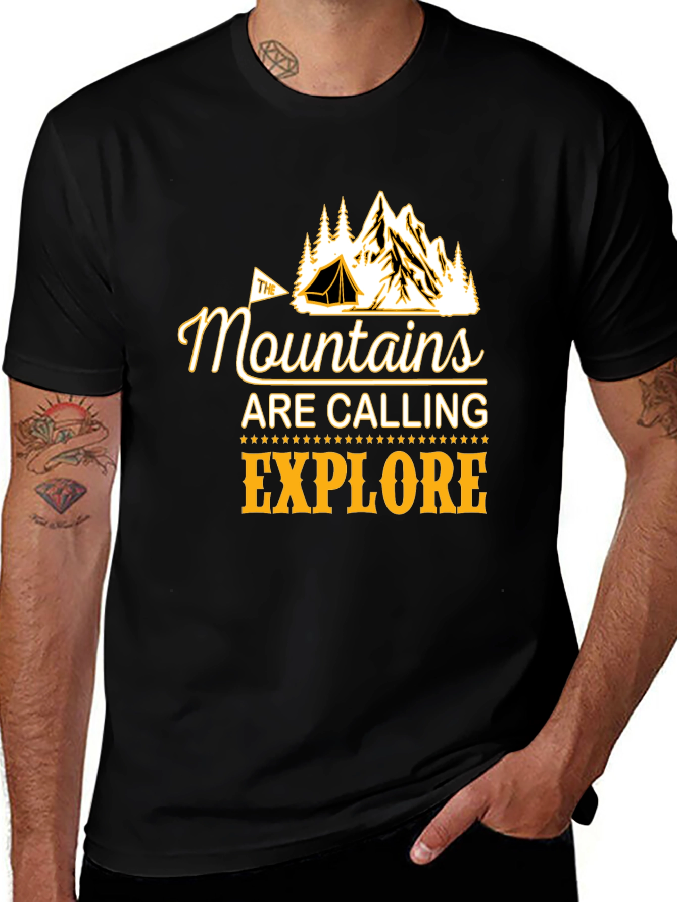 Variant 25 of Mountains Calling Explore Black Graphic Tee