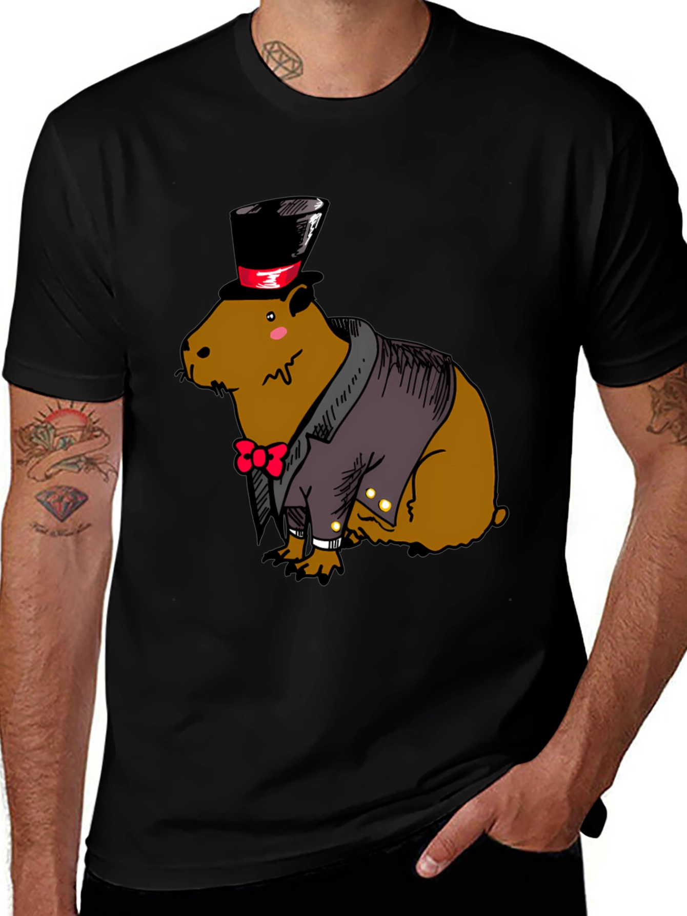 Variant 27 of Dapper Capybara T-Shirt - Stylish Cartoon Design