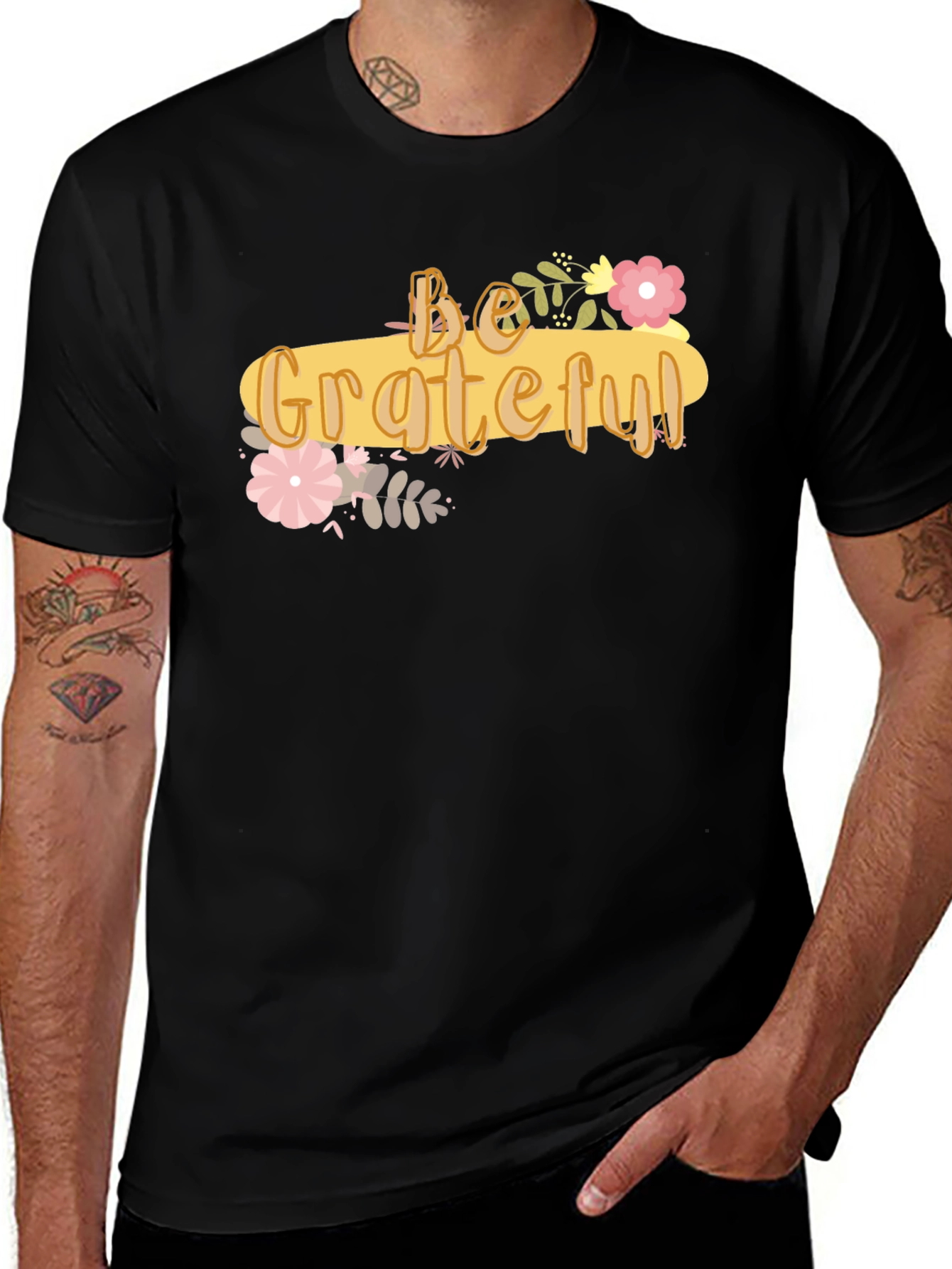 Variant 26 of Be Grateful Graphic Tee - Soft Cotton Blend Shirt