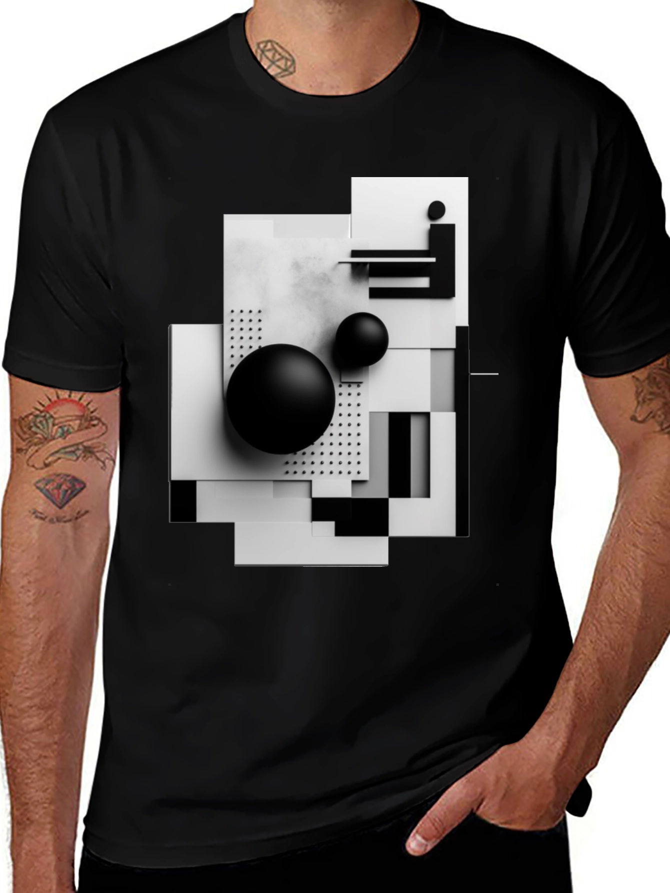 Variant 14 of Abstract Geometric Black & White Graphic Tee