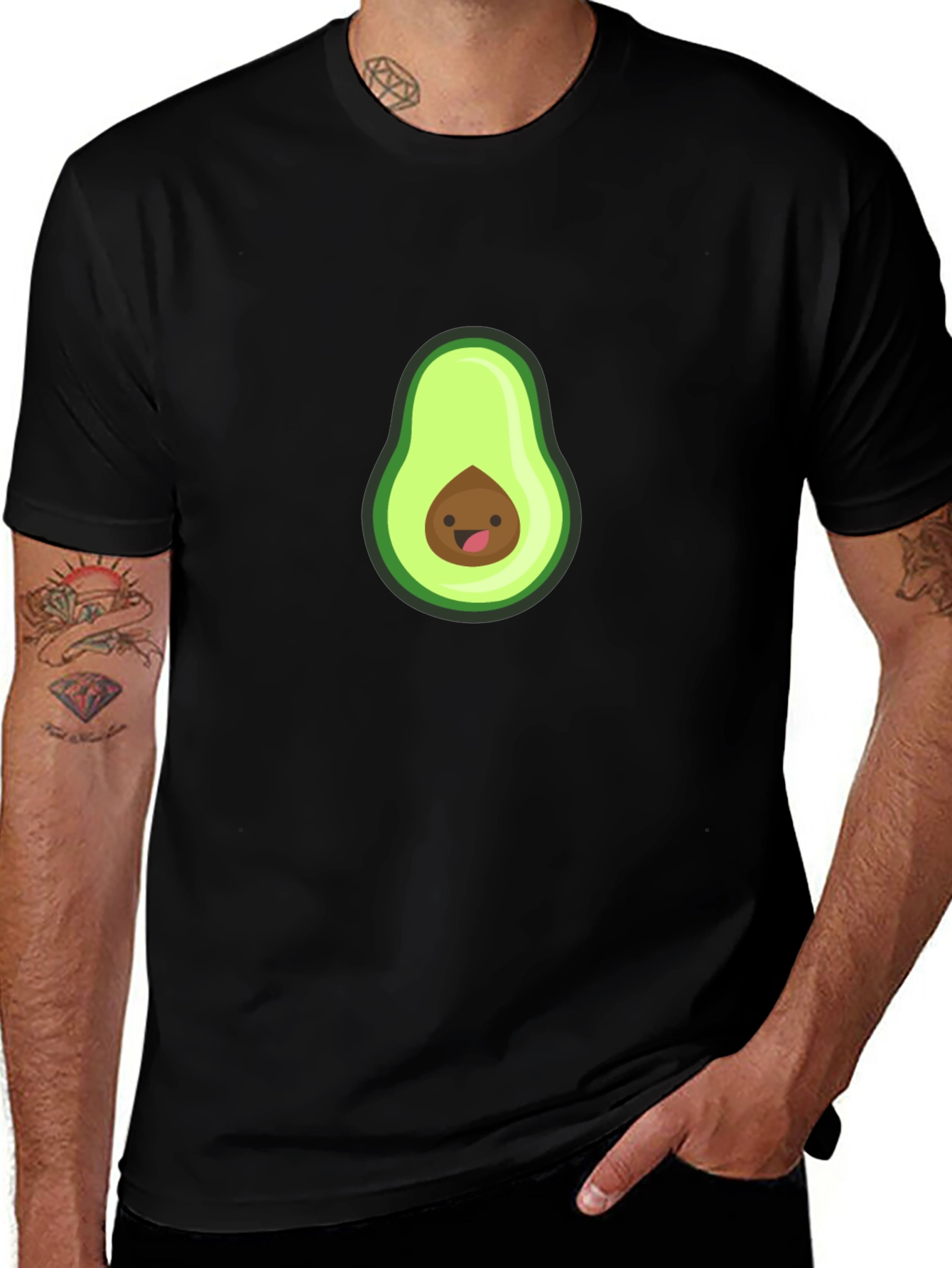 Variant 27 of Avocado Graphic Black T-Shirt - Fun Casual Wear