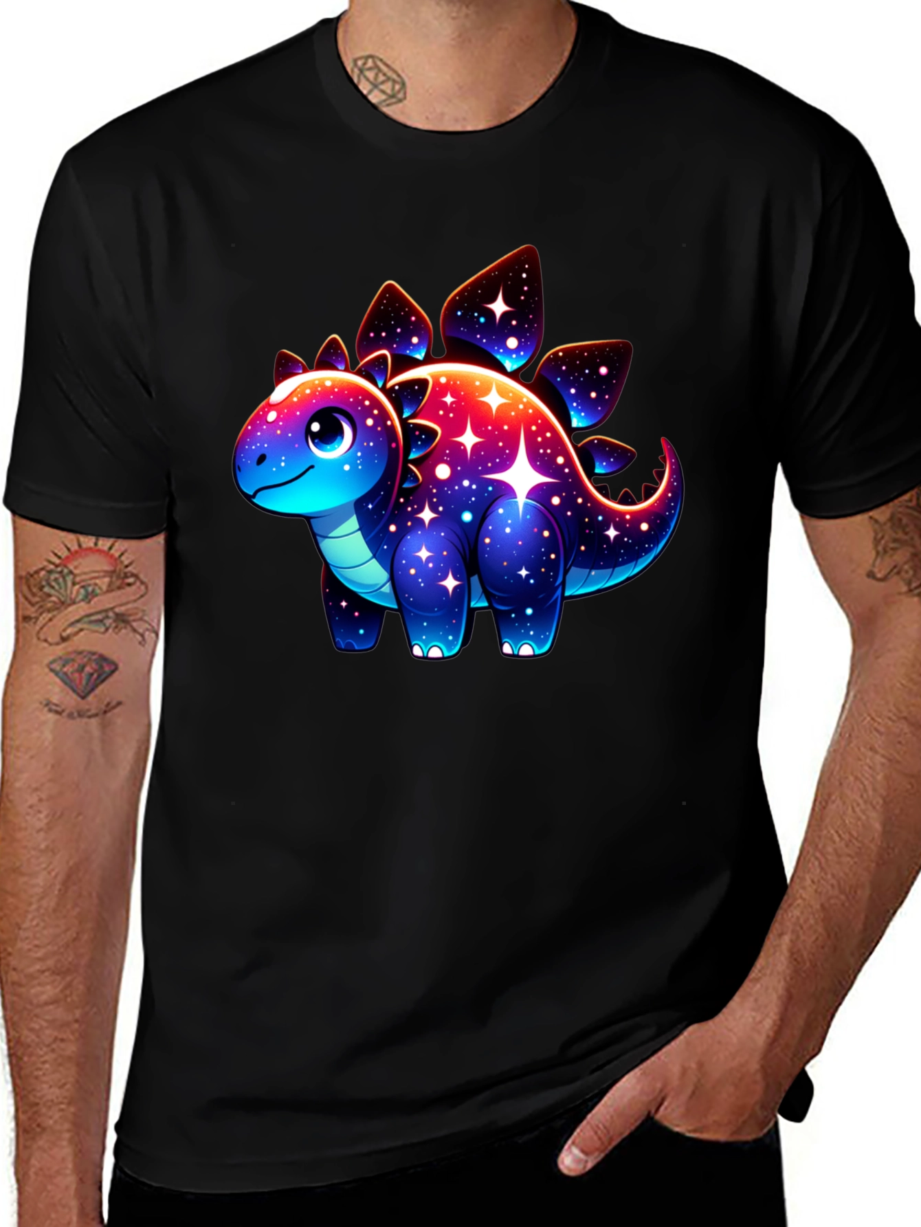 Variant 6 of Galaxy Dinosaur Graphic Tee - Trendy Casual Shirt