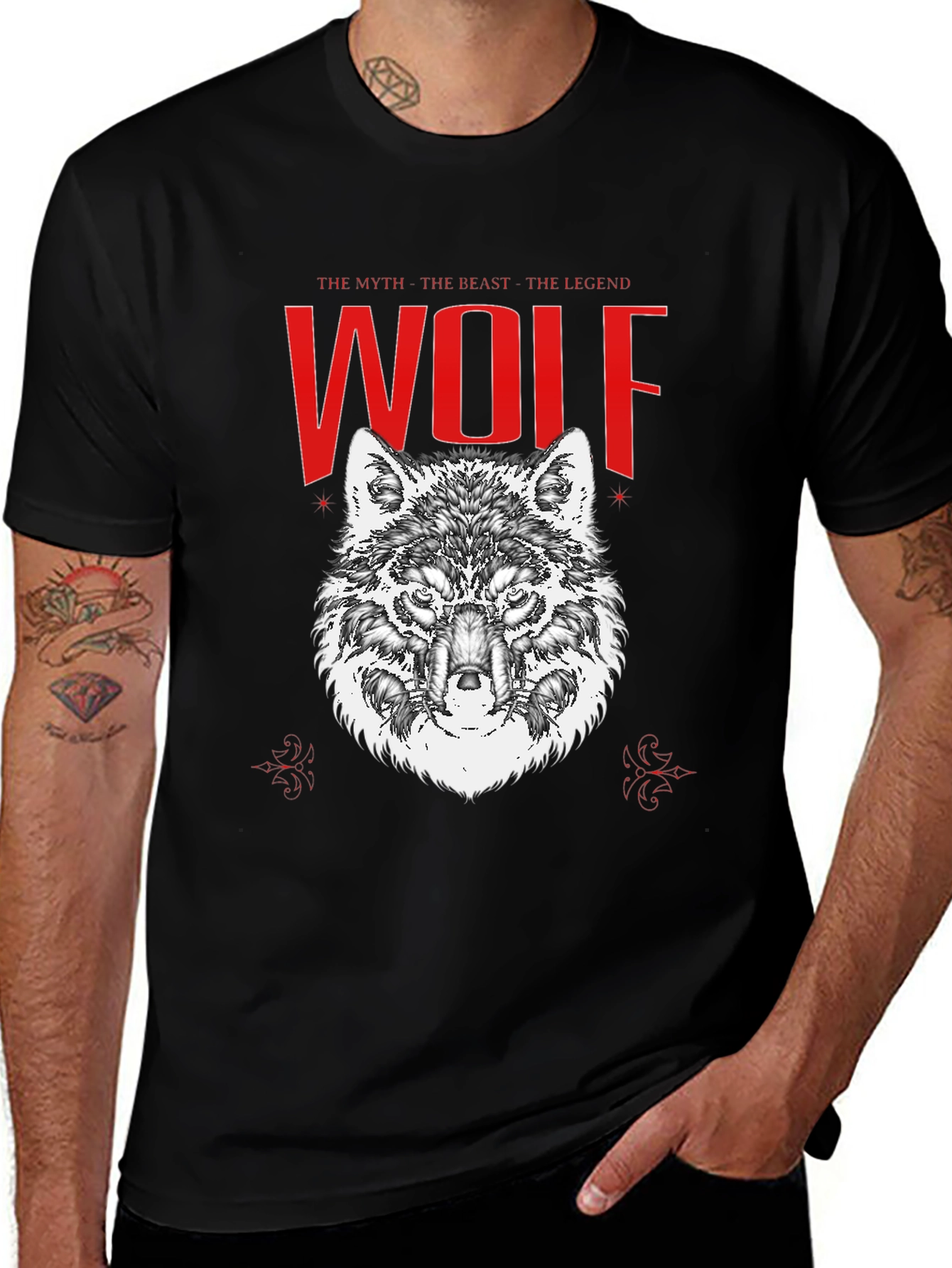 Variant 4 of Wolf Graphic Print Black T-Shirt