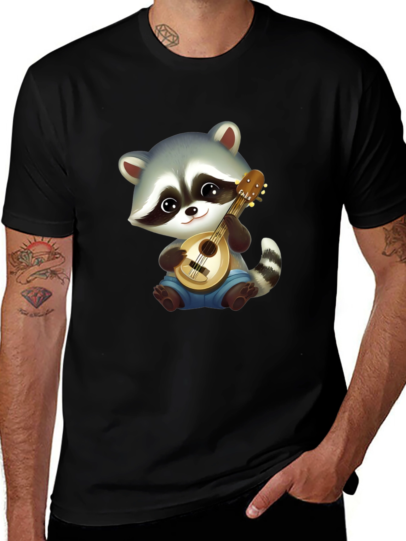 Variant 29 of Cute Raccoon Playing Music Graphic T-Shirt