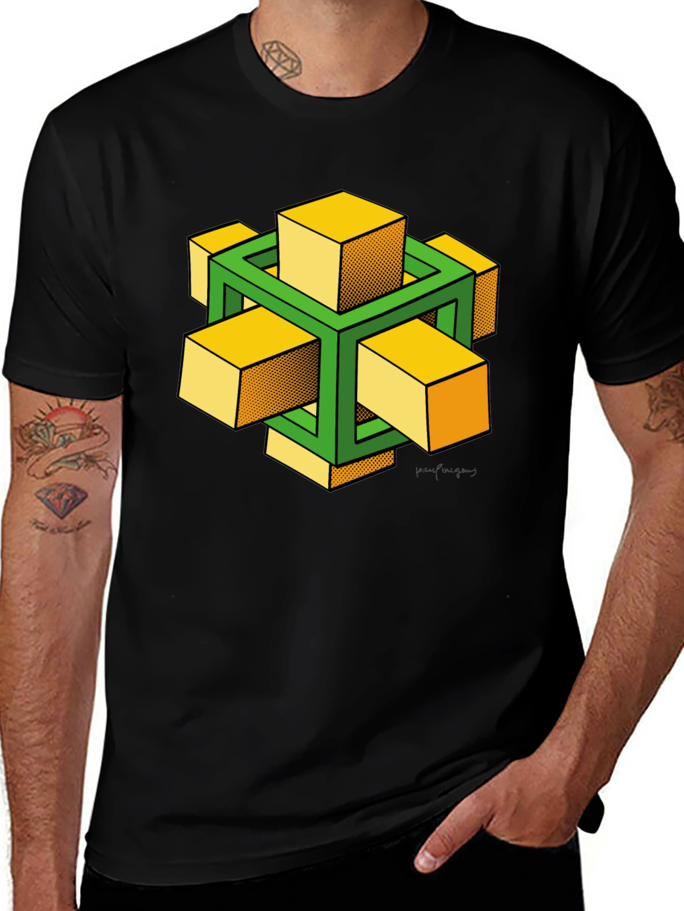 Variant 15 of Geometric Cube Graphic T-Shirt