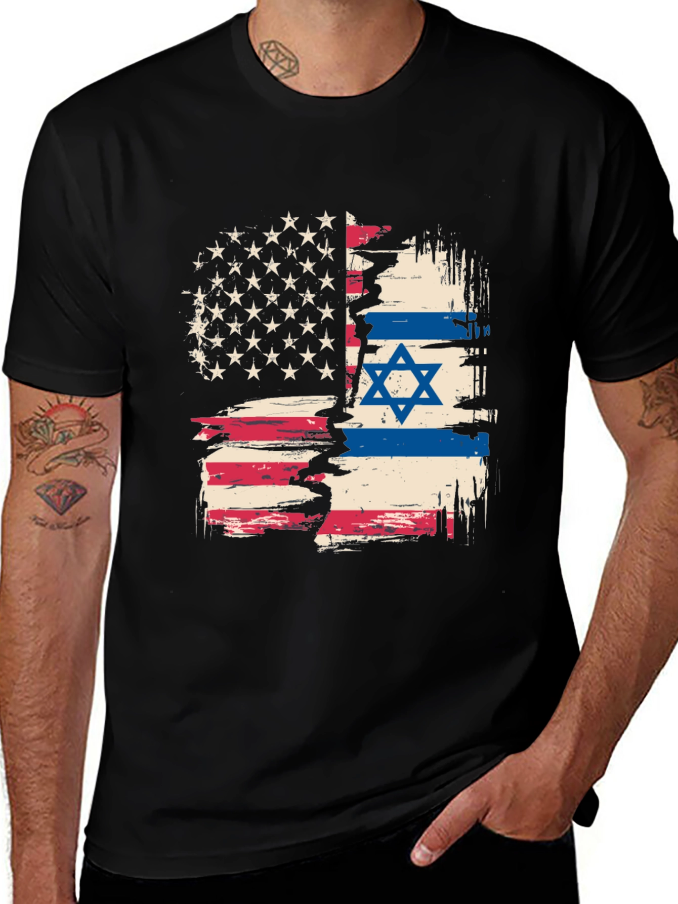 USA Israel Flag Graphic Tee - Patriotic Shirt