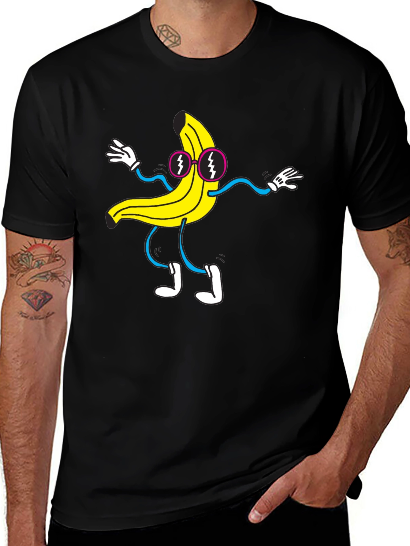 Variant 7 of Funky Banana Graphic T-Shirt - Black Cotton Tee