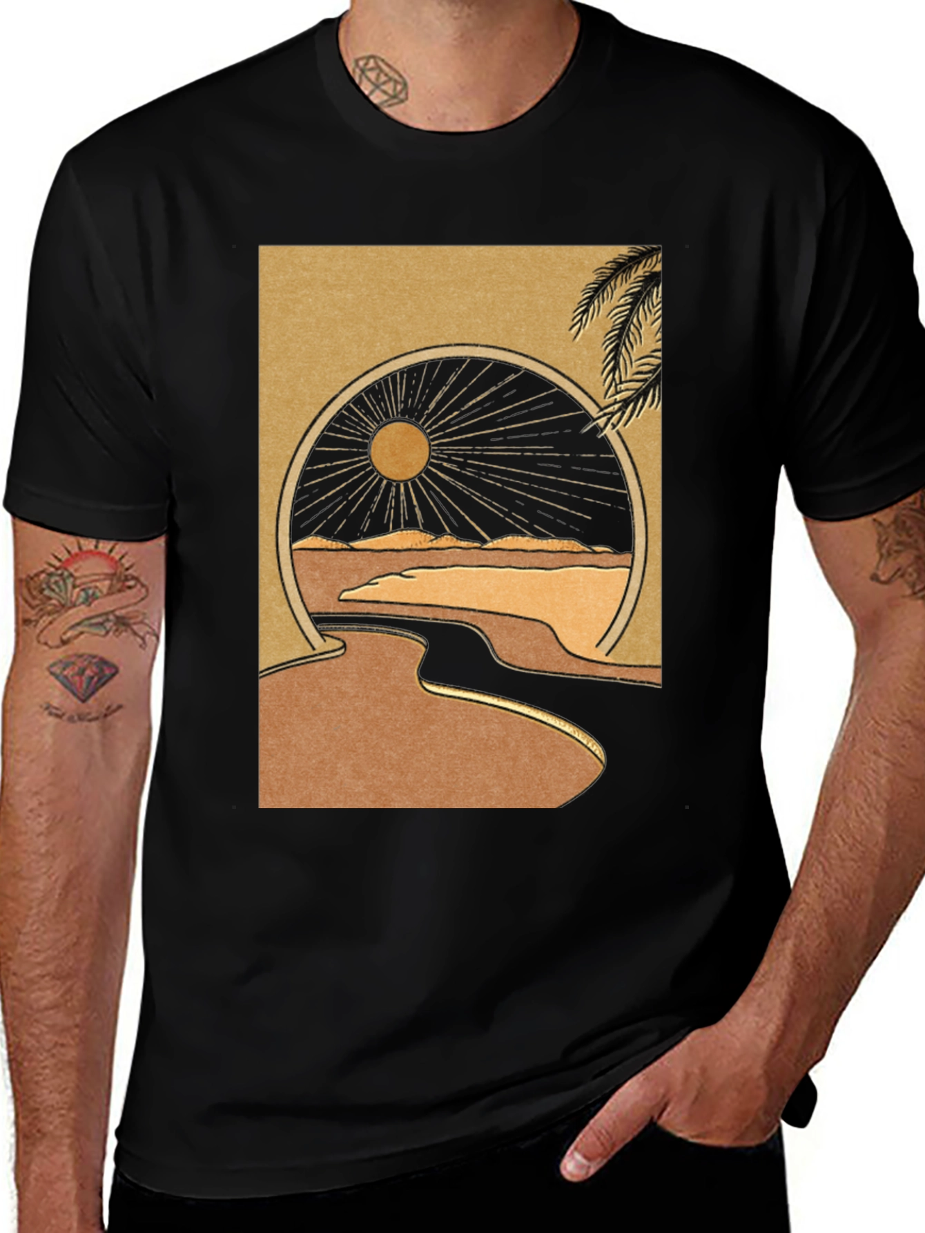 Variant 24 of Retro Beach Graphic Tee - Black