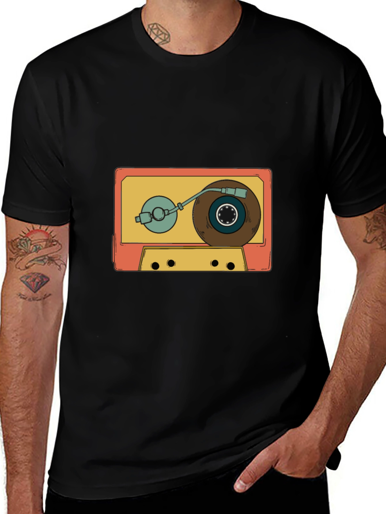 Variant 24 of Retro Cassette Turntable Graphic T-Shirt