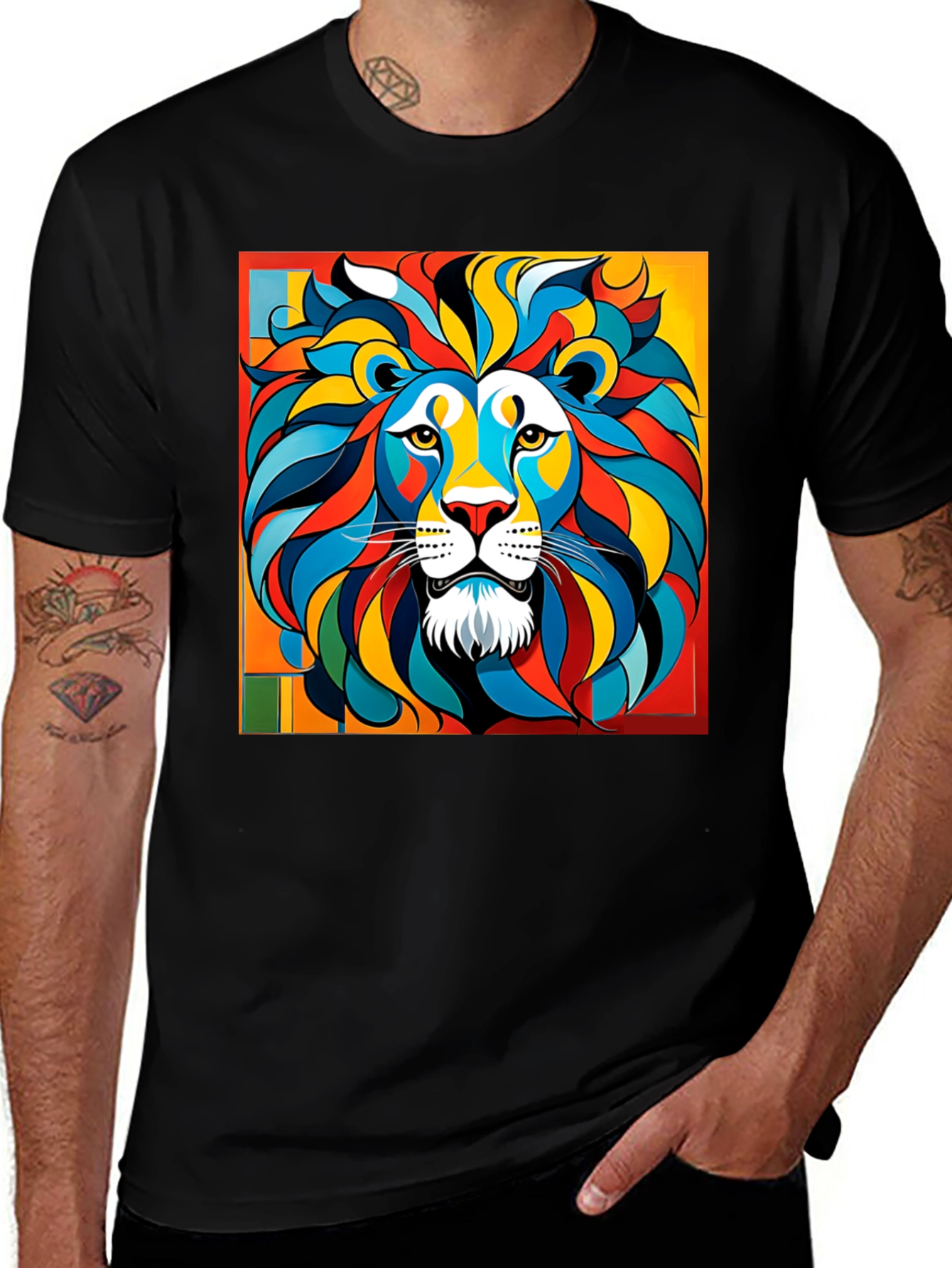Variant 10 of Vibrant Lion Graphic Tee - Bold Artistic Design