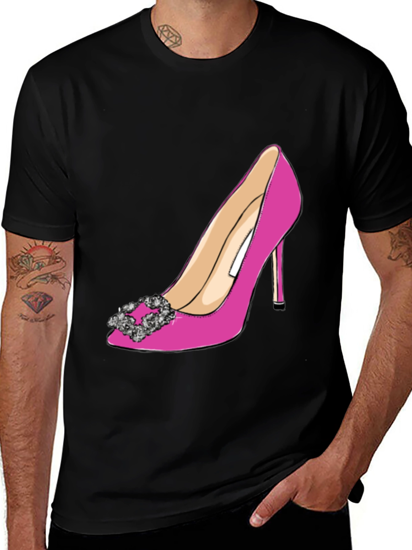 Variant 27 of Stylish Pink High Heel Shoe Graphic Tee