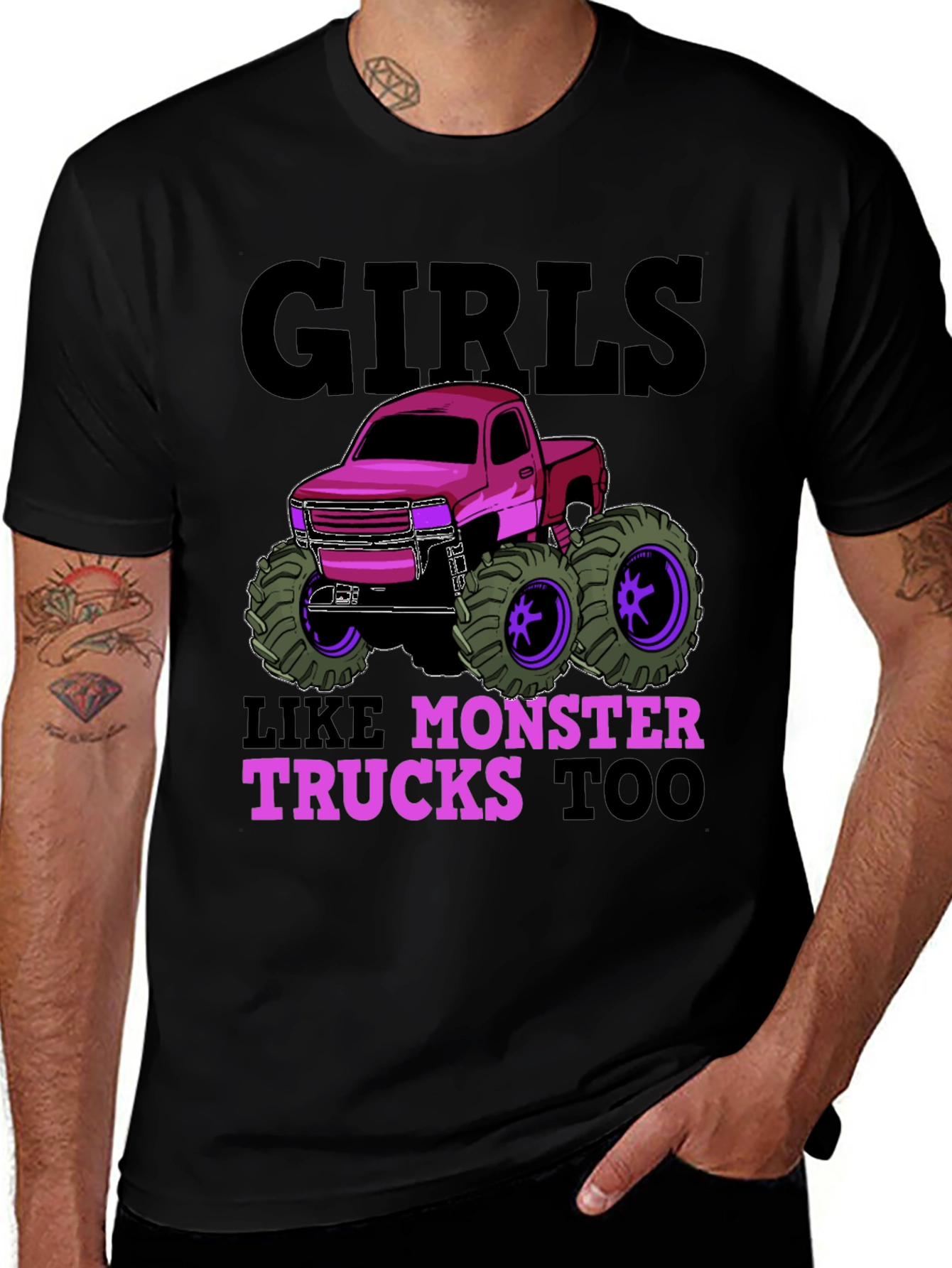 Variant 23 of Girls Like Monster Trucks Too Graphic T-Shirt