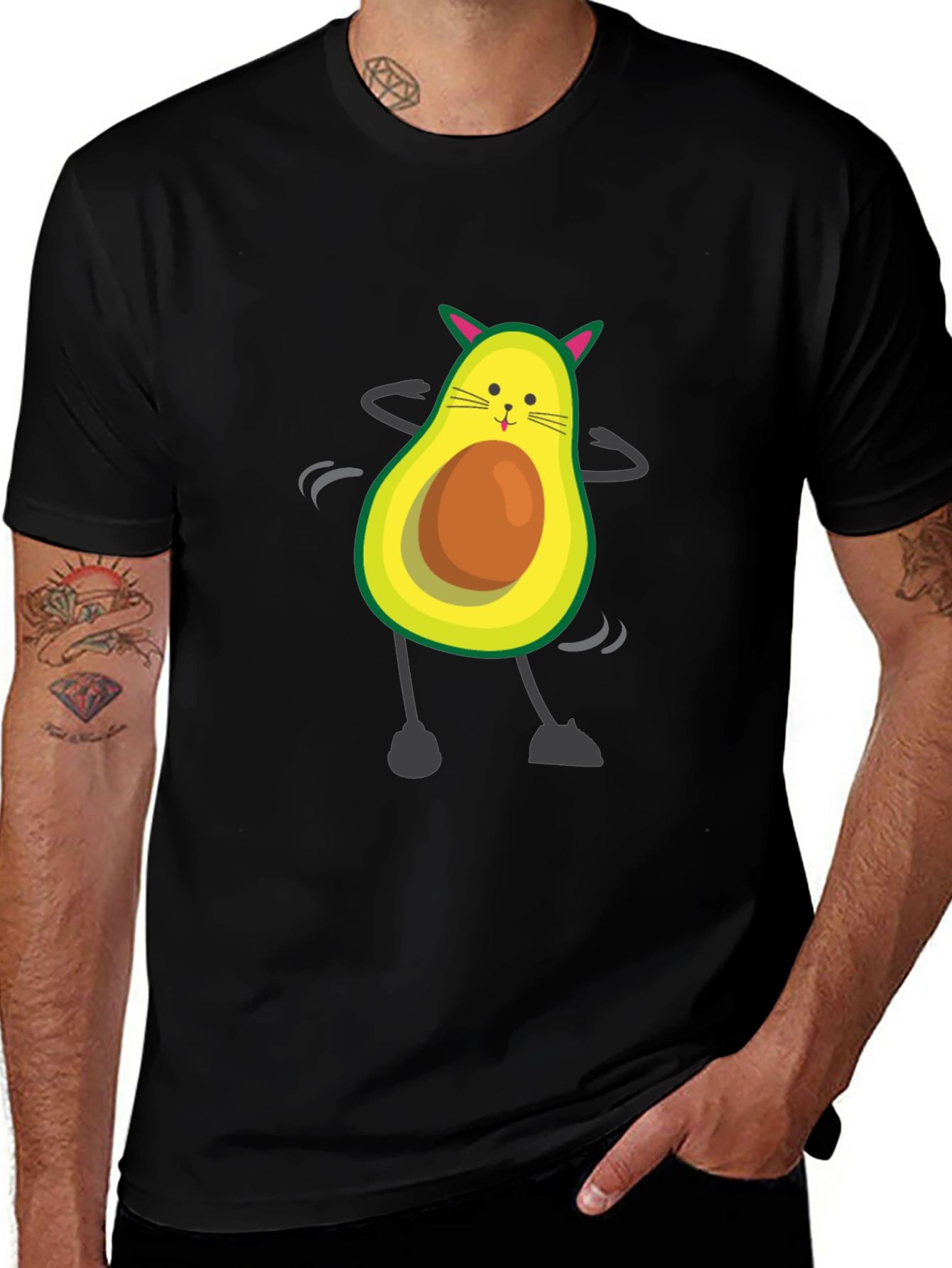 Variant 2 of Funny Avocado Cat Graphic T-Shirt