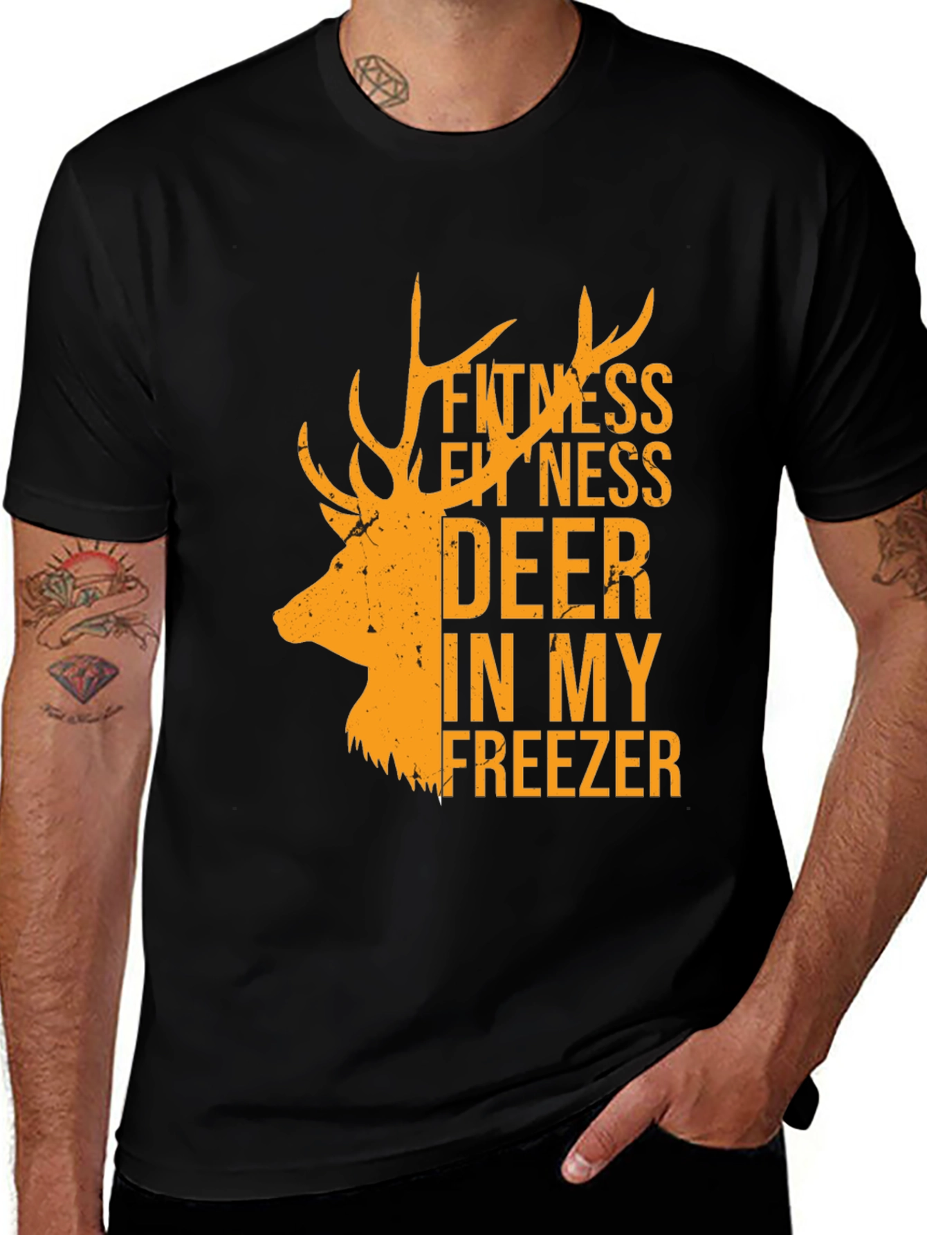Black Fitness Deer In My Freezer Black T-Shirt main image