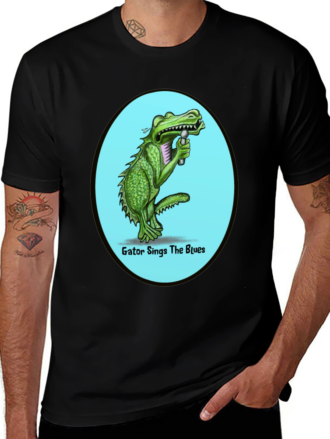 Variant 14 of Gator Sings the Blues T-Shirt - Cool Graphic Tee