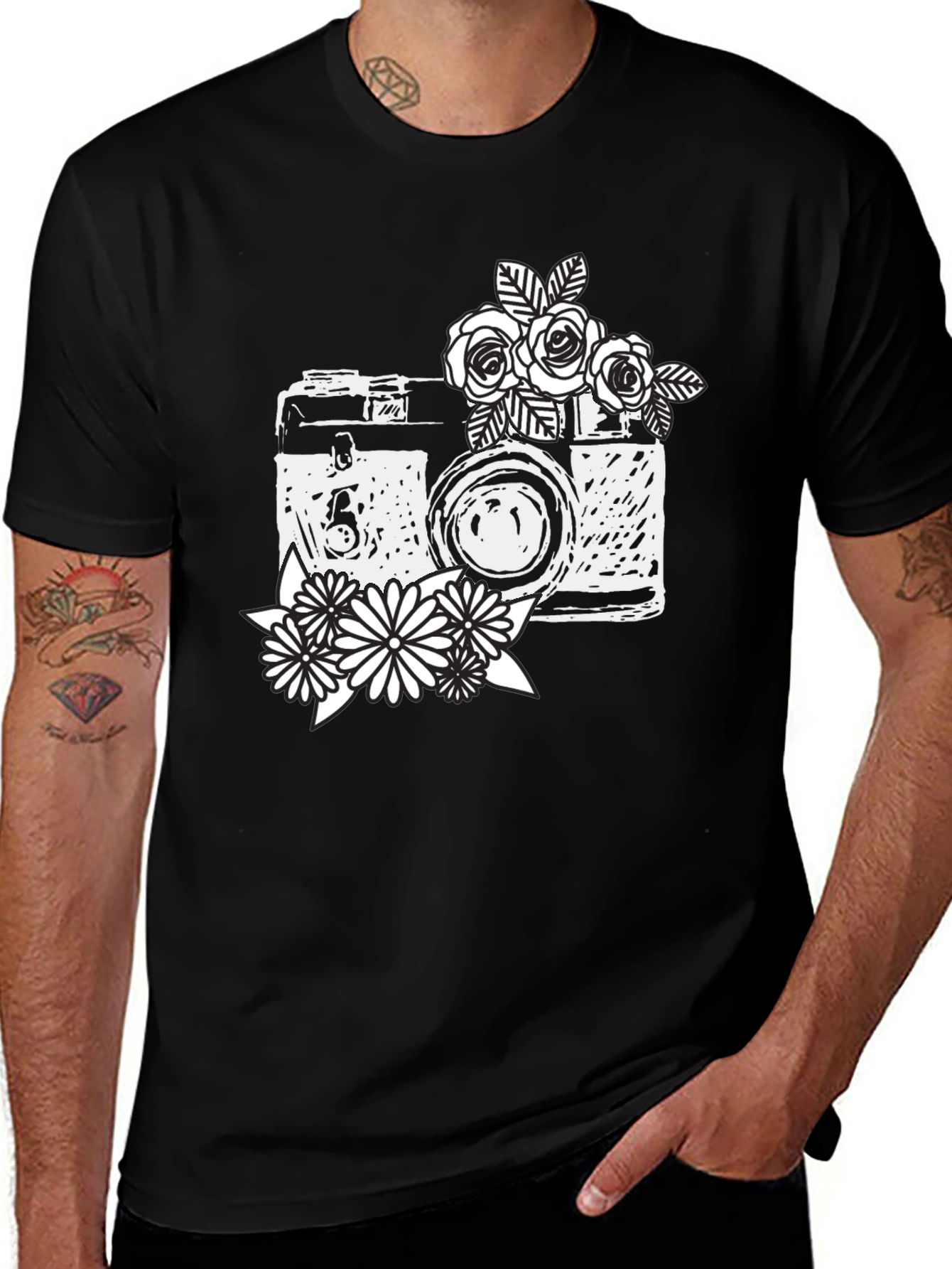 Vintage Camera Floral T-Shirt - Photographer Style