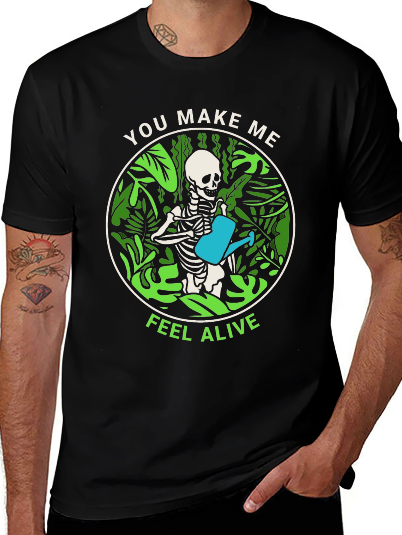 Variant 14 of You Make Me Feel Alive Skeleton Watering Plants T-Shirt