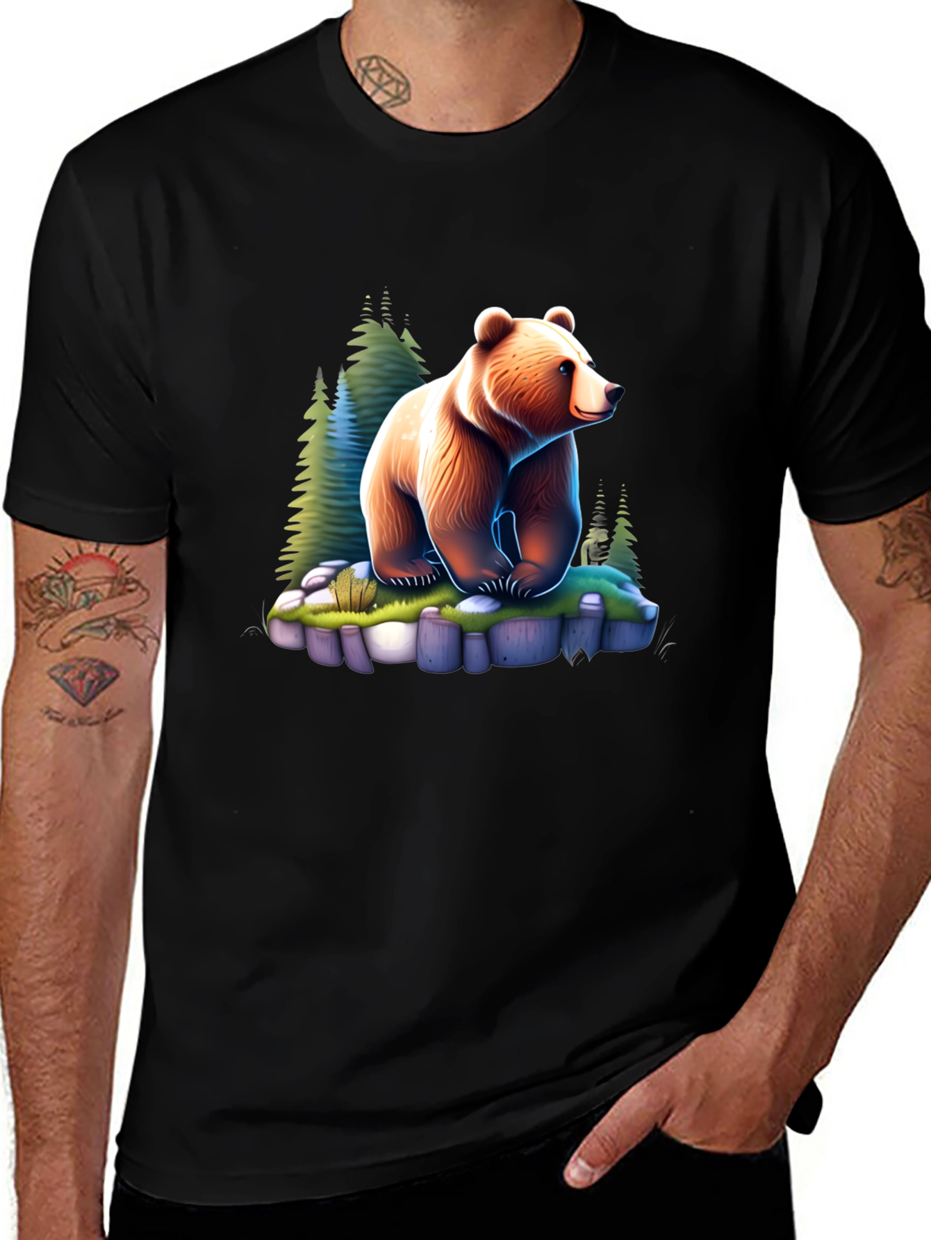 Variant 22 of Bear Graphic Tee - Nature Inspired Design