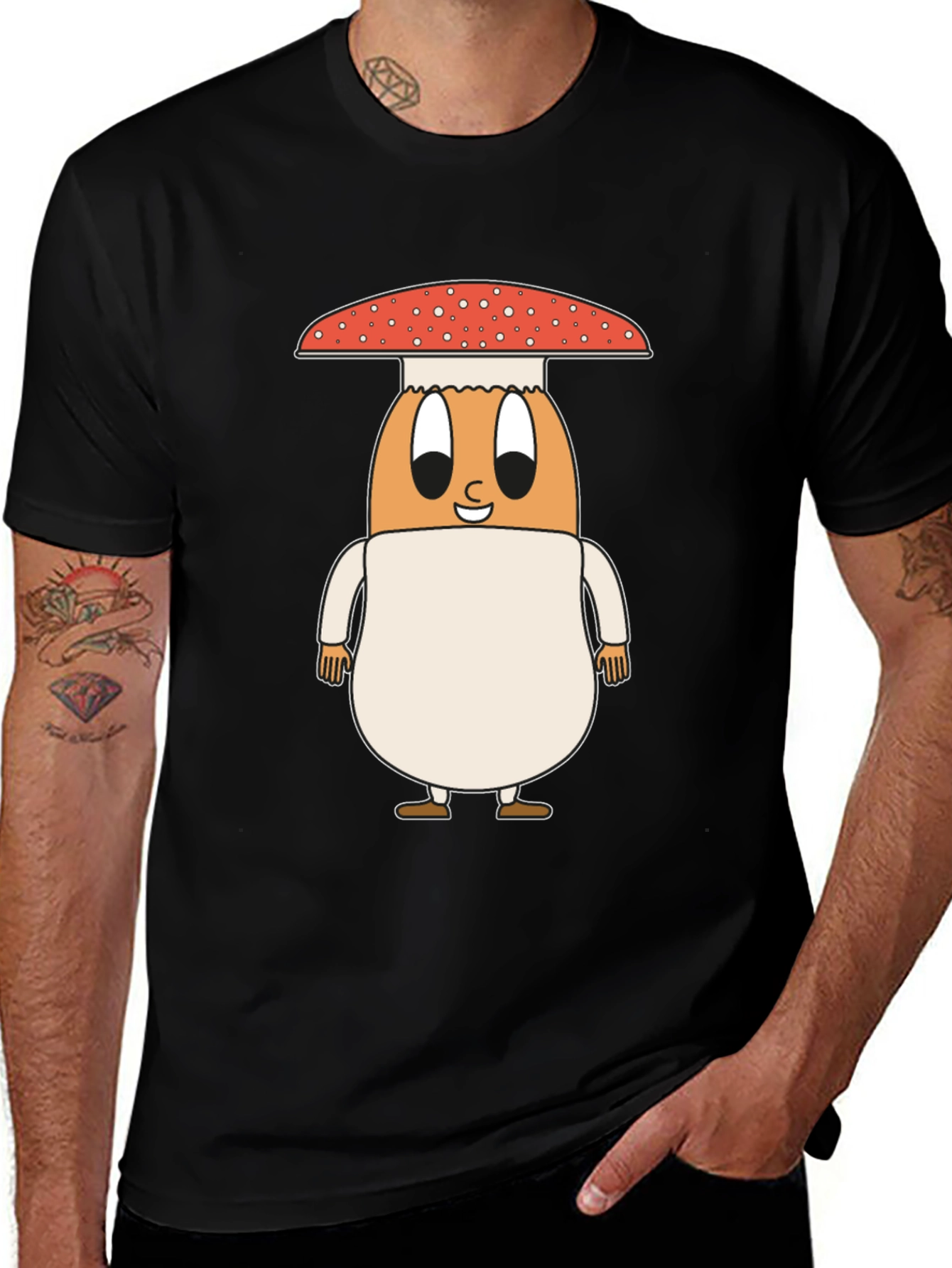 Variant 4 of Mushroom Egg Graphic Tee - Unique Cartoon Design