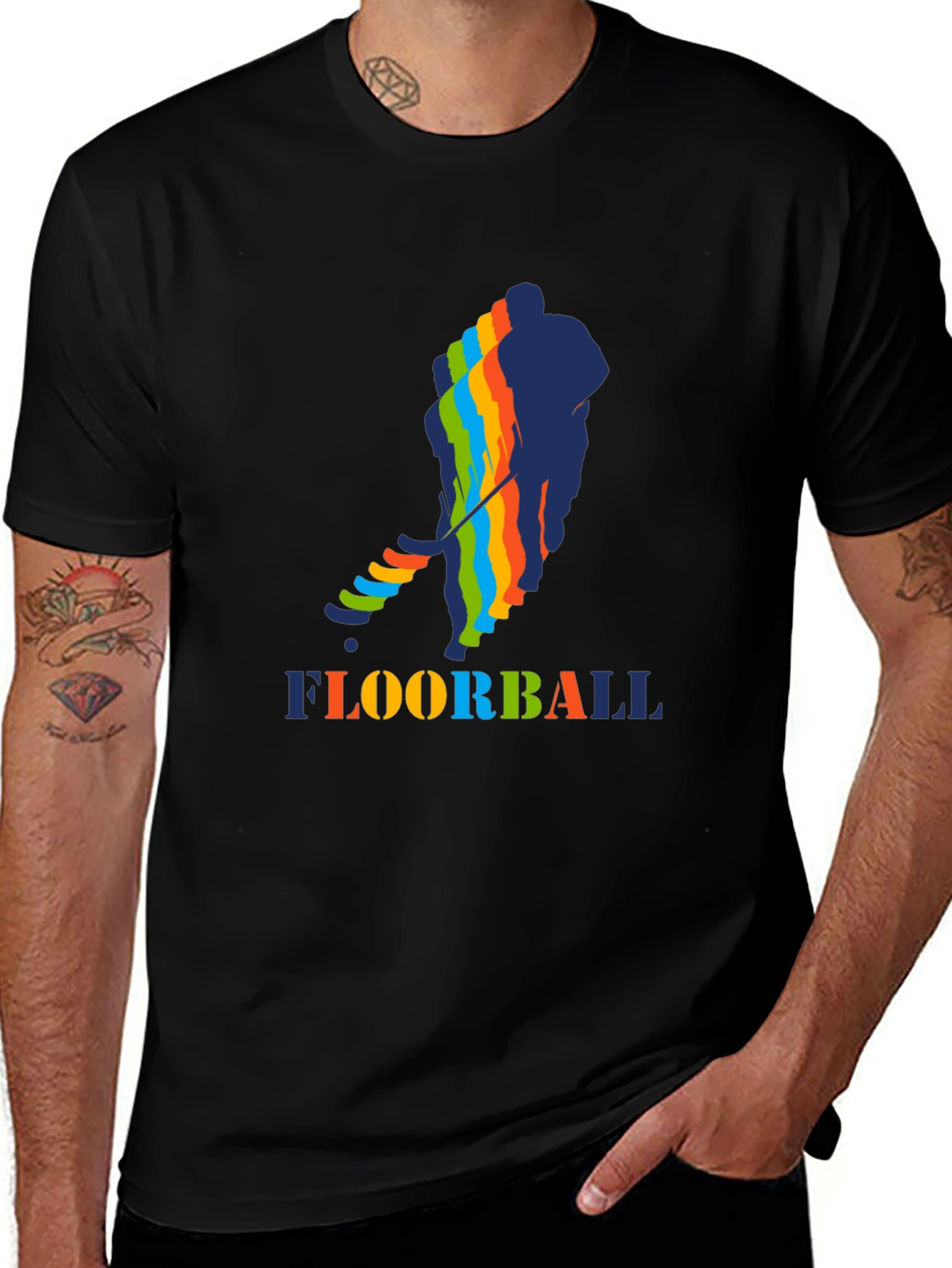 Variant 9 of Floorball Player Black T-Shirt