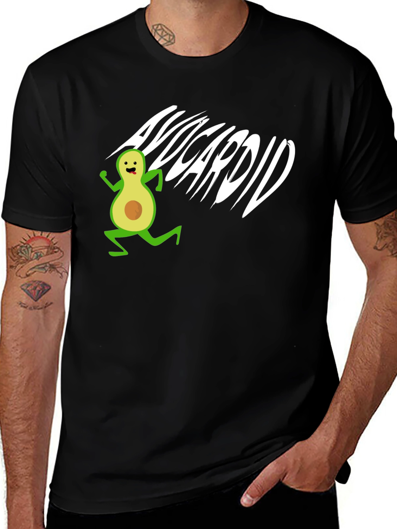 Variant 23 of Avocardio T-Shirt - Black Cotton Avocado Run Tee